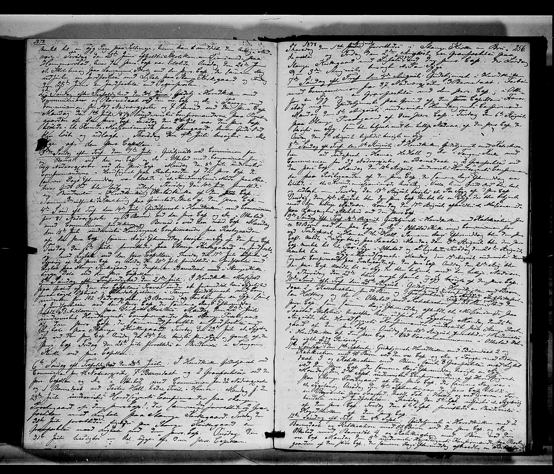 Stange prestekontor, SAH/PREST-002/K/L0014: Parish register (official) no. 14, 1862-1879, p. 256
