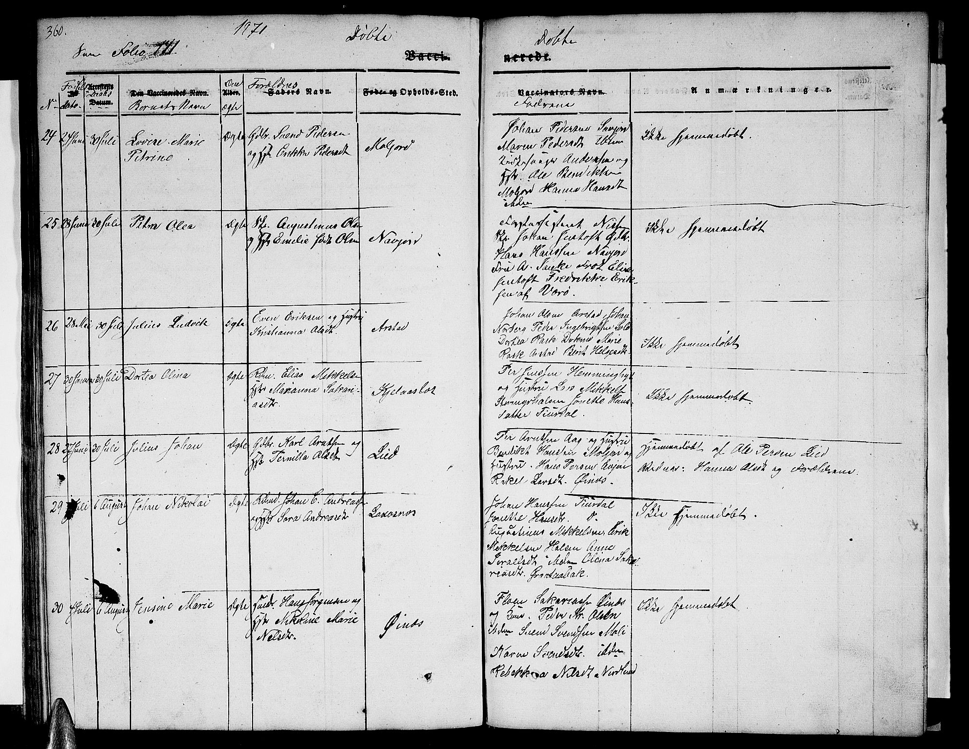 Ministerialprotokoller, klokkerbøker og fødselsregistre - Nordland, AV/SAT-A-1459/846/L0652: Parish register (copy) no. 846C02, 1841-1871, p. 360