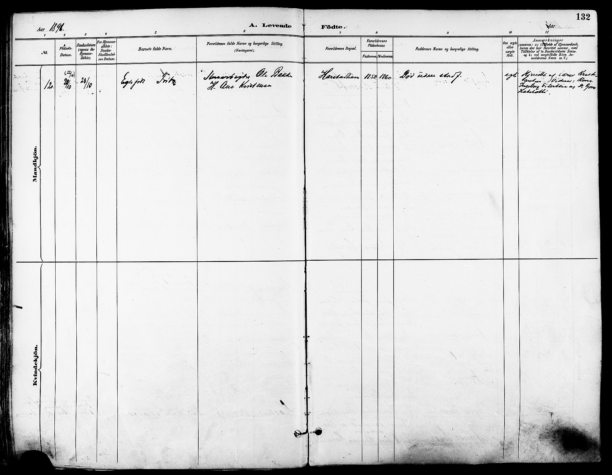 Trondenes sokneprestkontor, AV/SATØ-S-1319/H/Ha/L0016kirke: Parish register (official) no. 16, 1890-1898, p. 132