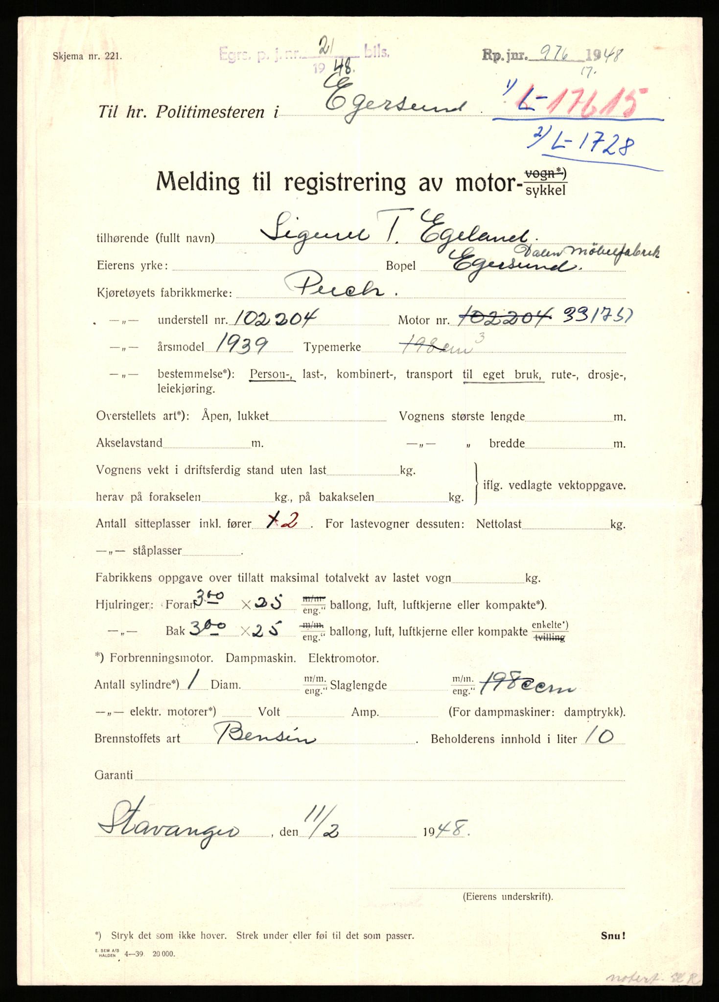 Stavanger trafikkstasjon, AV/SAST-A-101942/0/F/L0006: L-1700 - L-2149, 1930-1971, p. 127