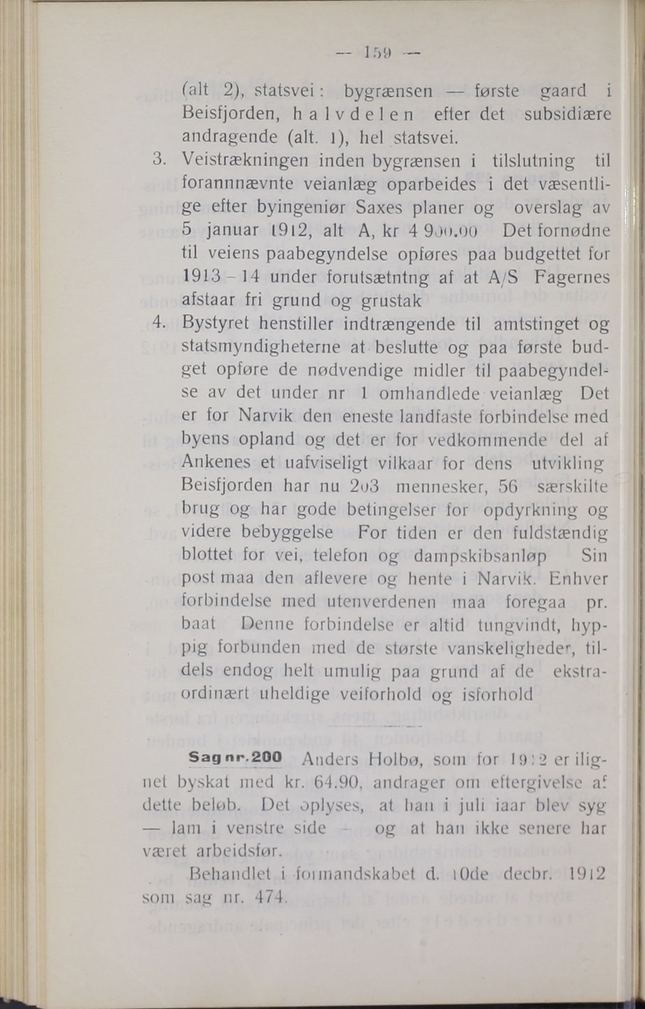 Narvik kommune. Formannskap , AIN/K-18050.150/A/Ab/L0002: Møtebok, 1912