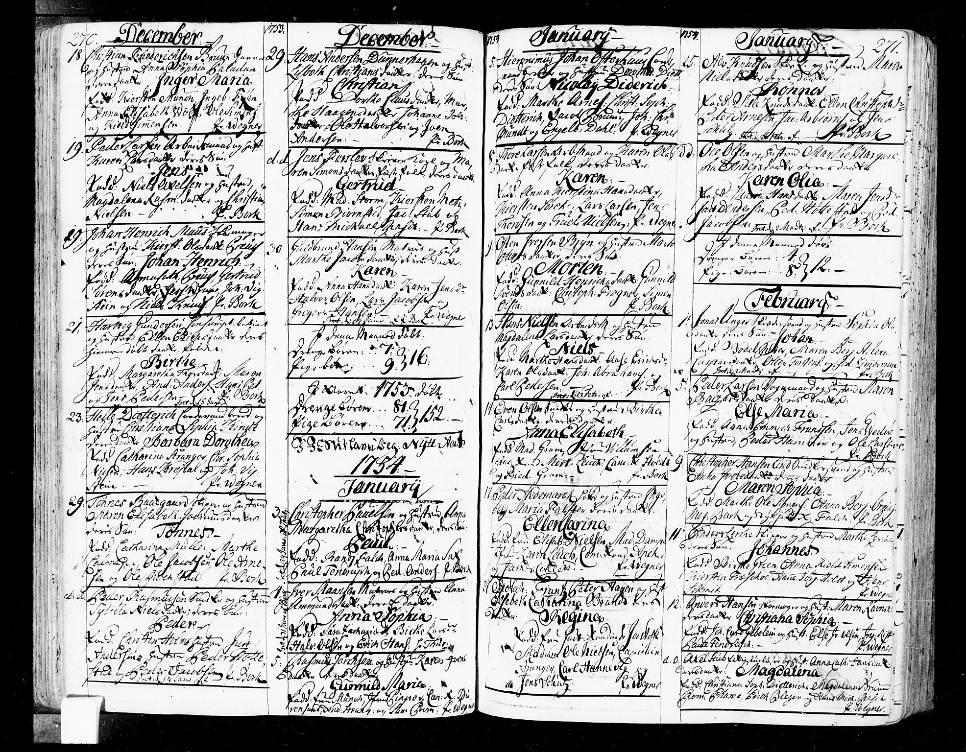 Oslo domkirke Kirkebøker, SAO/A-10752/F/Fa/L0004: Parish register (official) no. 4, 1743-1786, p. 270-271