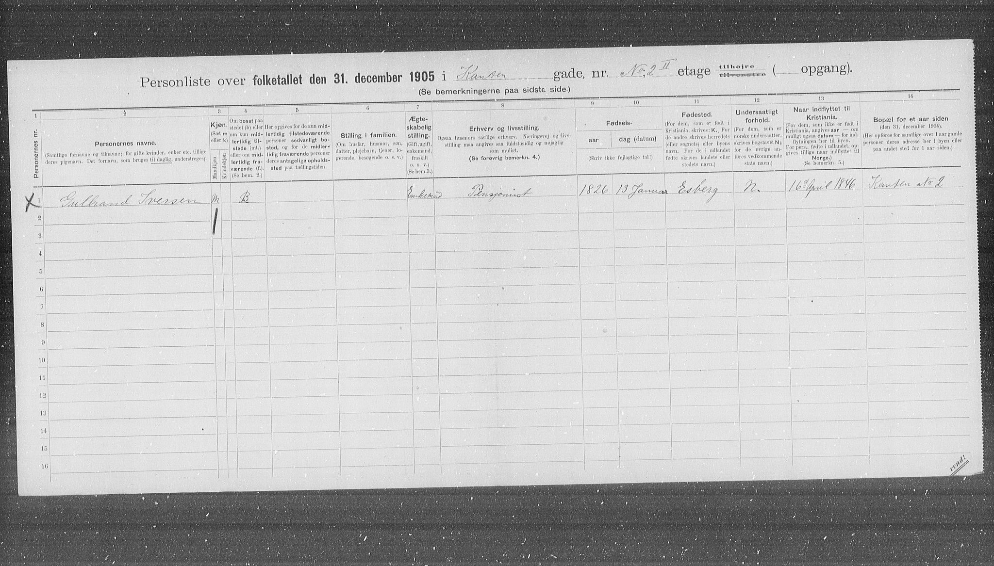 OBA, Municipal Census 1905 for Kristiania, 1905, p. 25275