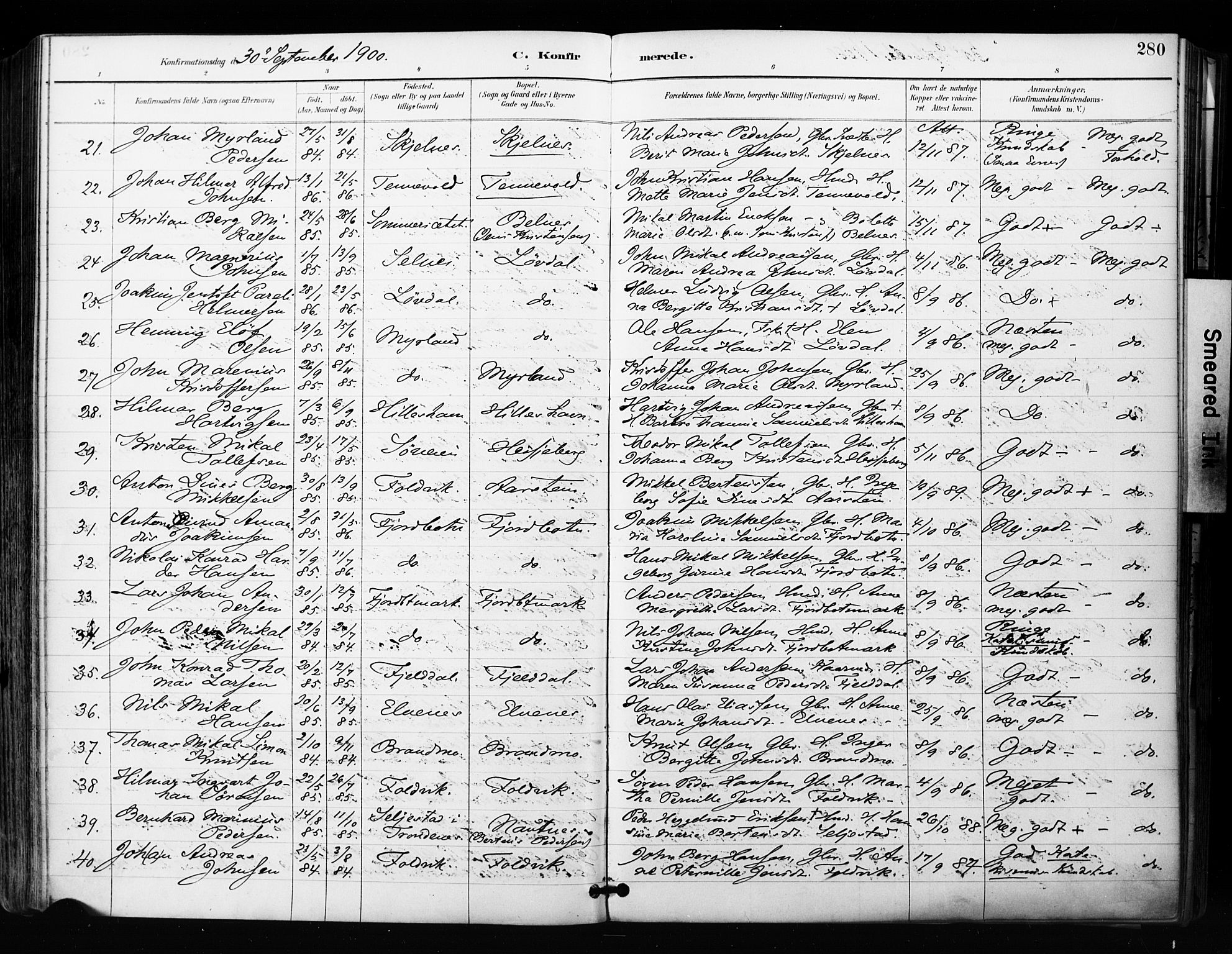 Ibestad sokneprestembete, SATØ/S-0077/H/Ha/Haa/L0012kirke: Parish register (official) no. 12, 1890-1900, p. 280