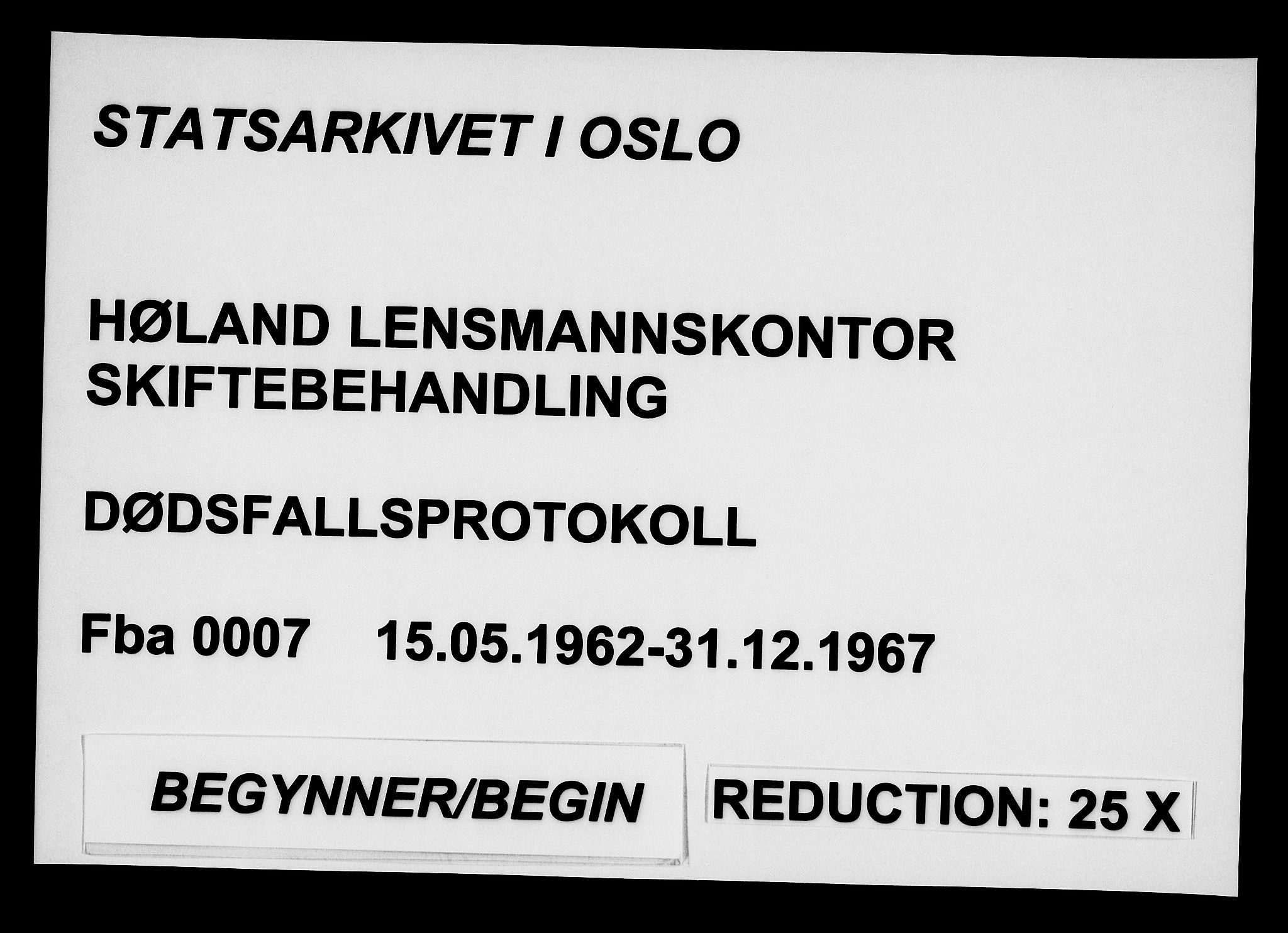 Høland lensmannskontor, AV/SAO-A-10640/H/Ha/L0007: Dødsfallsprotokoll, 1962-1967