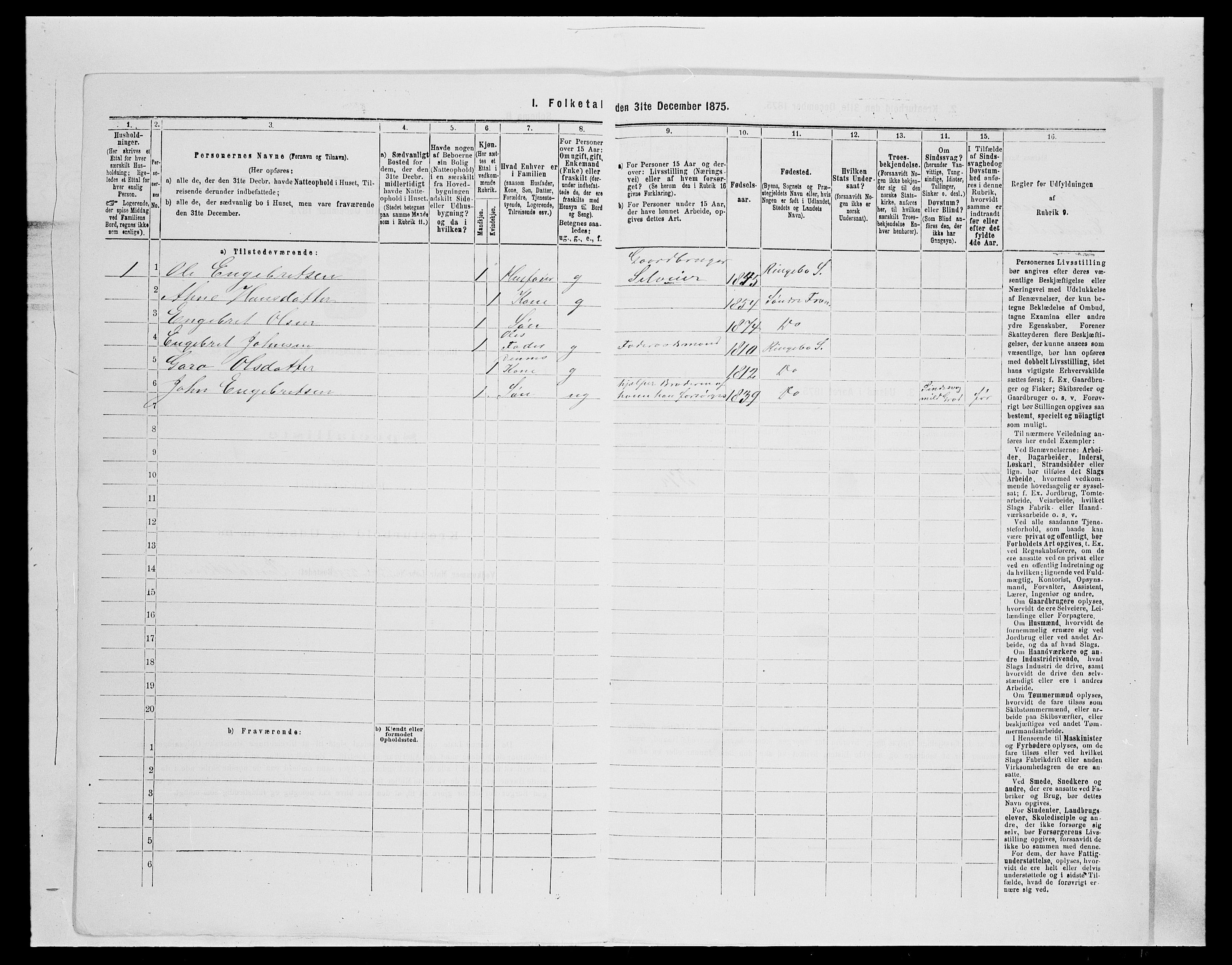 SAH, 1875 census for 0520P Ringebu, 1875, p. 1313