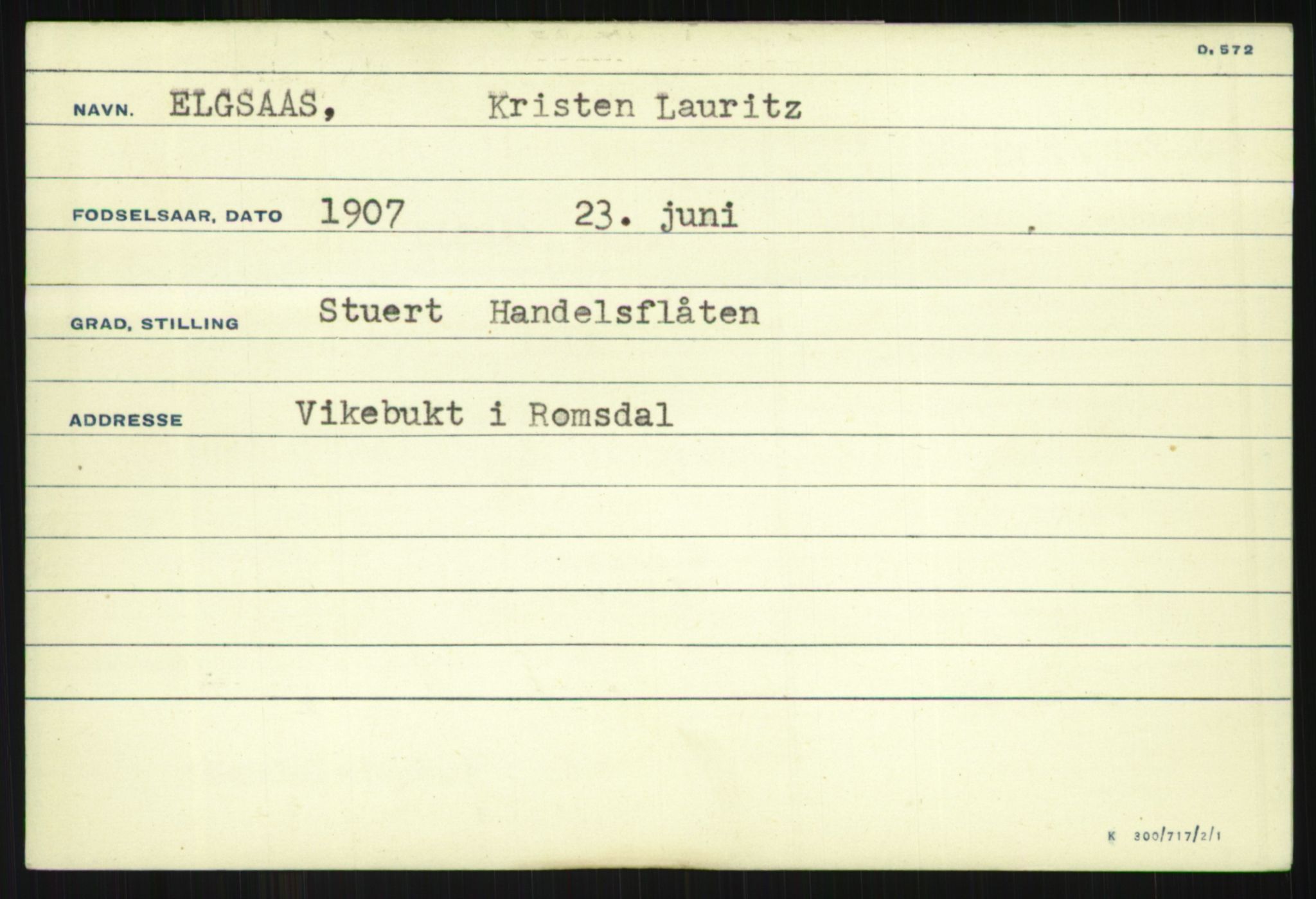 Direktoratet for sjømenn, AV/RA-S-3545/G/Gi/L0005: Alfabetisk ordnet kartotek over krigsdekorasjoner tildelt nordmenn under krigen, Ekeberg - Hendriksen, 1940-1945, p. 31