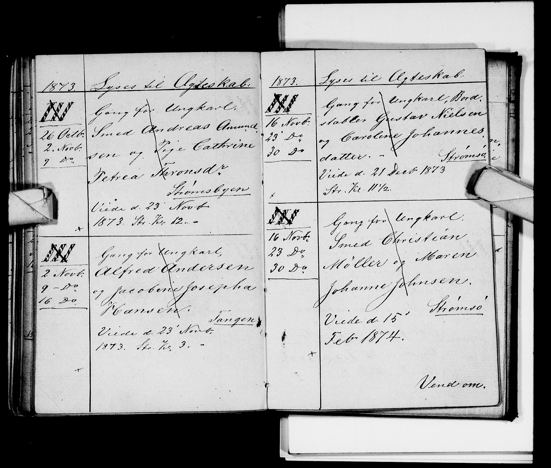 Strømsø kirkebøker, AV/SAKO-A-246/H/Ha/L0003: Banns register no. 3, 1866-1874