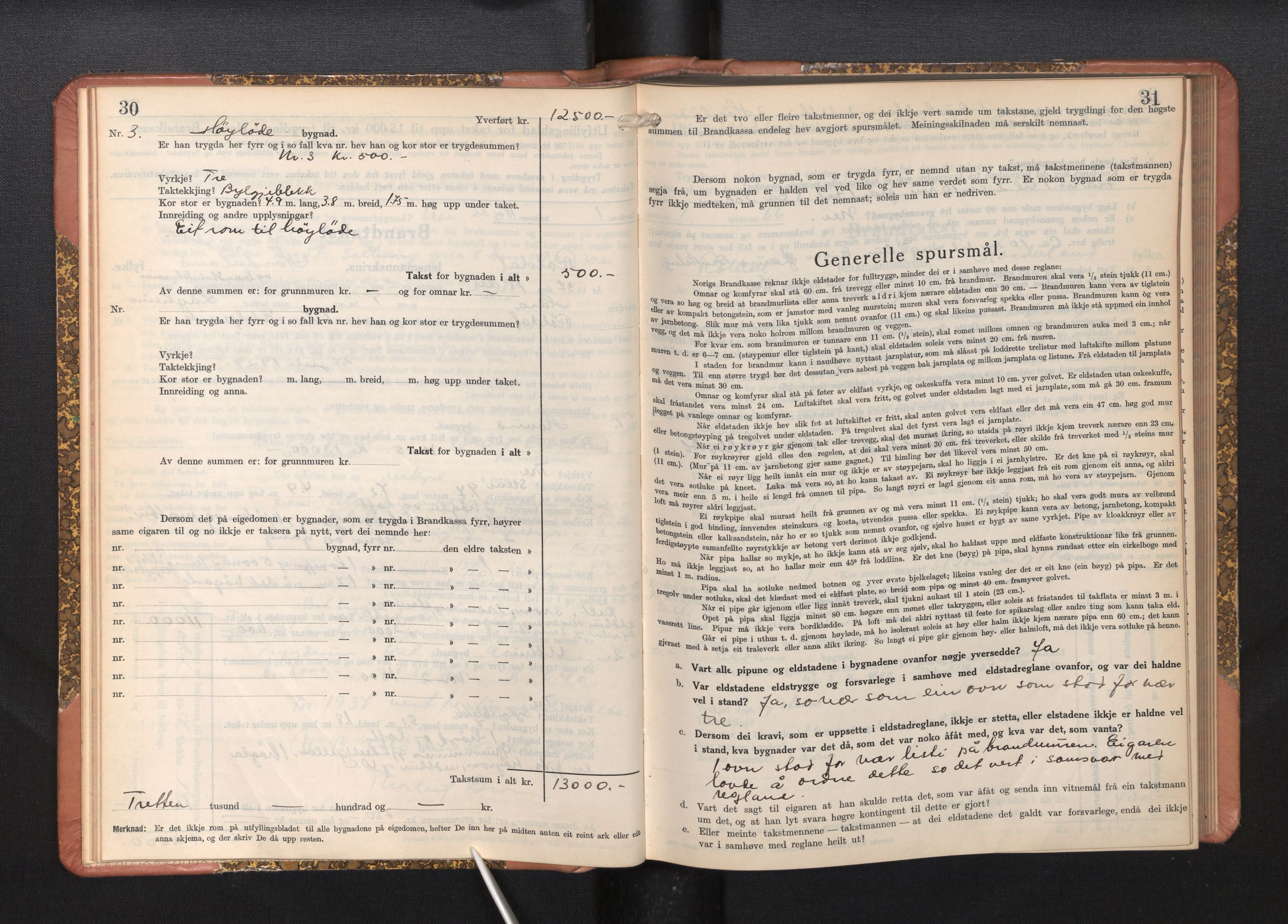 Lensmannen i Røldal, AV/SAB-A-34501/0012/L0004: Branntakstprotokoll, skjematakst, 1936-1950, p. 30-31