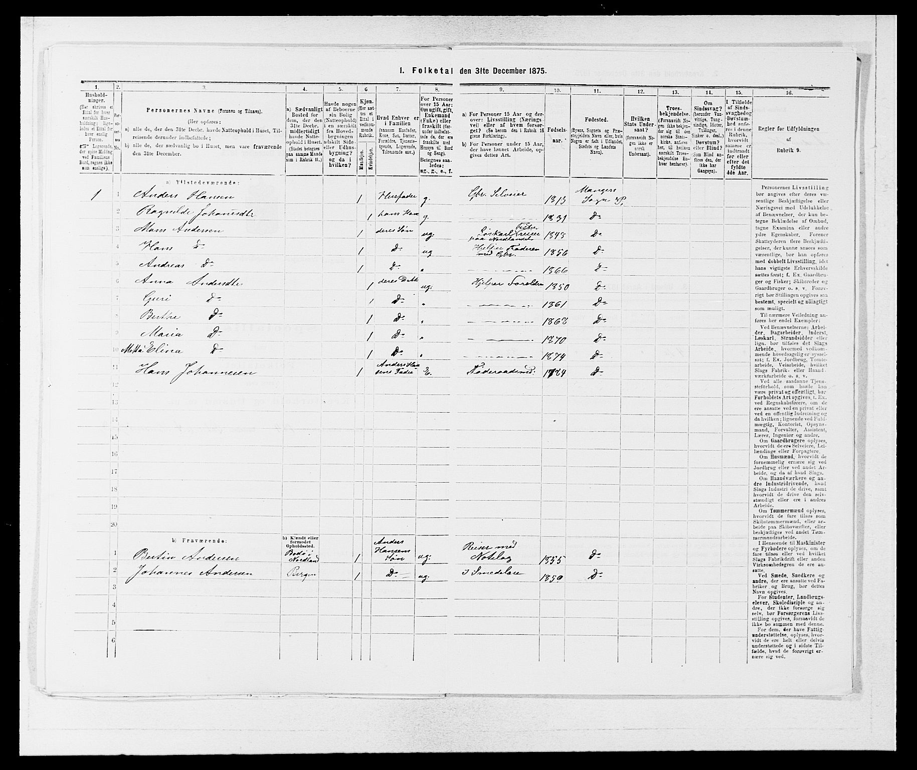 SAB, 1875 census for 1261P Manger, 1875, p. 642