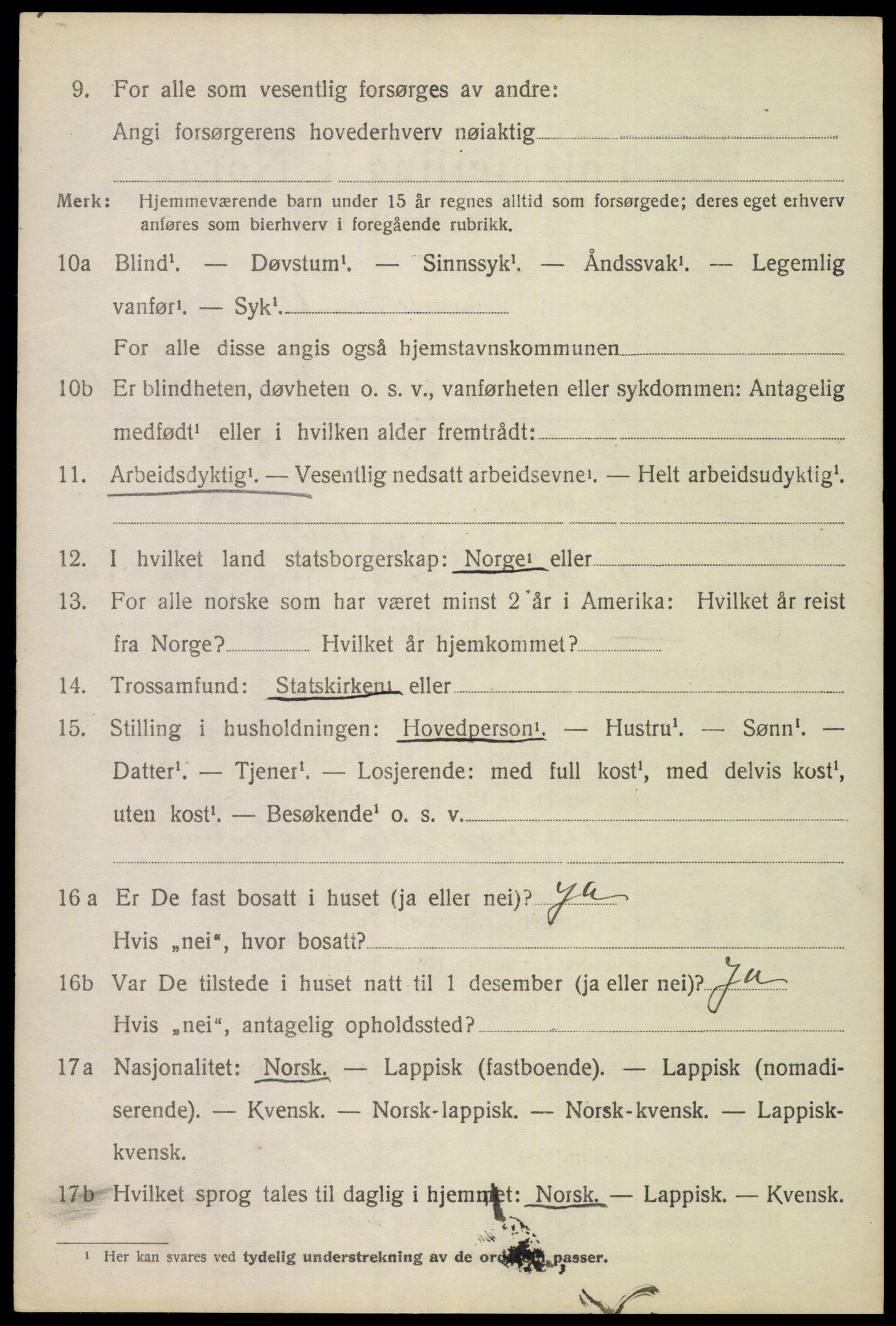 SAT, 1920 census for Evenes, 1920, p. 1737