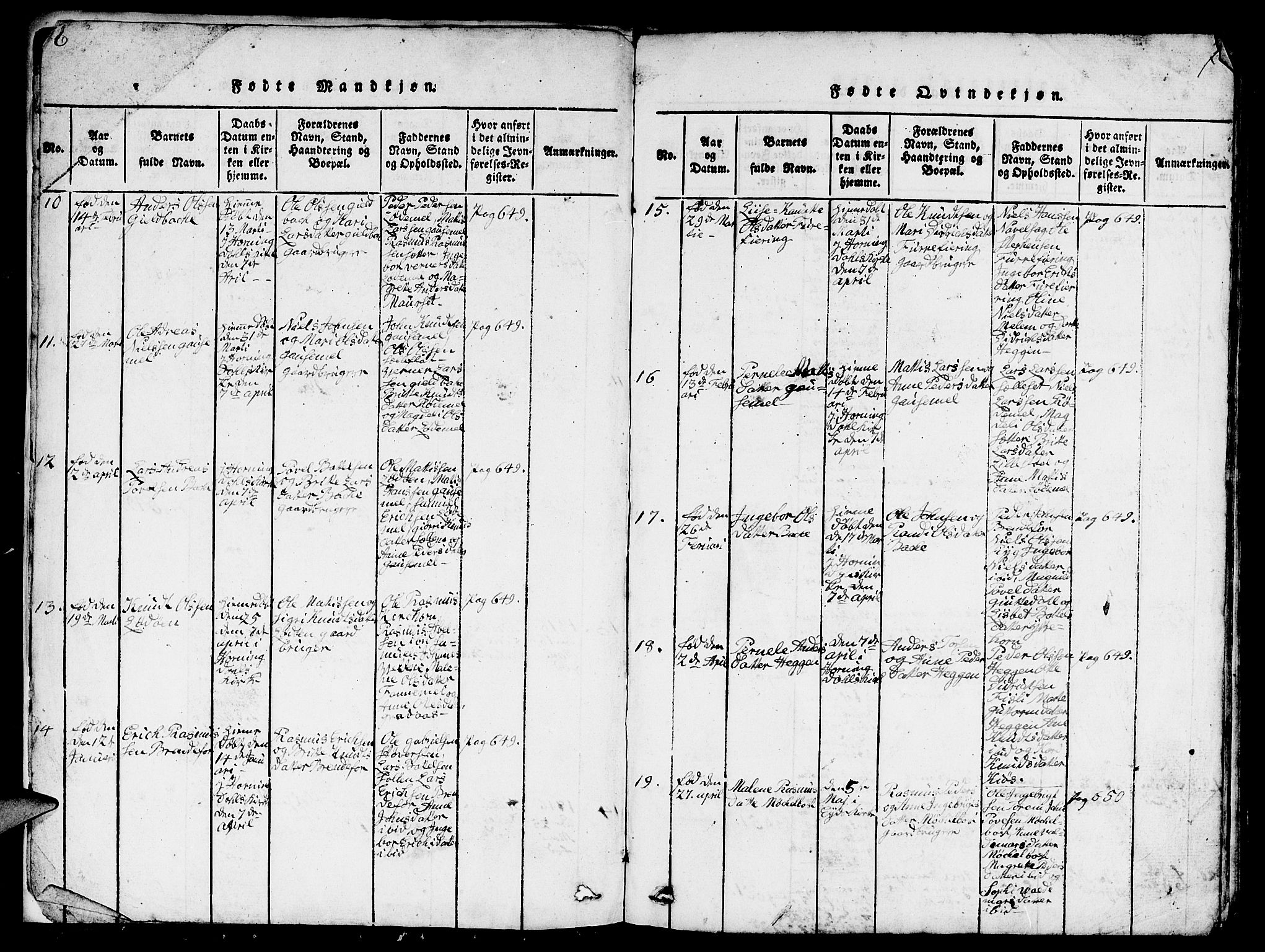 Eid sokneprestembete, AV/SAB-A-82301/H/Hab/Haba/L0001: Parish register (copy) no. A 1, 1816-1862, p. 6-7