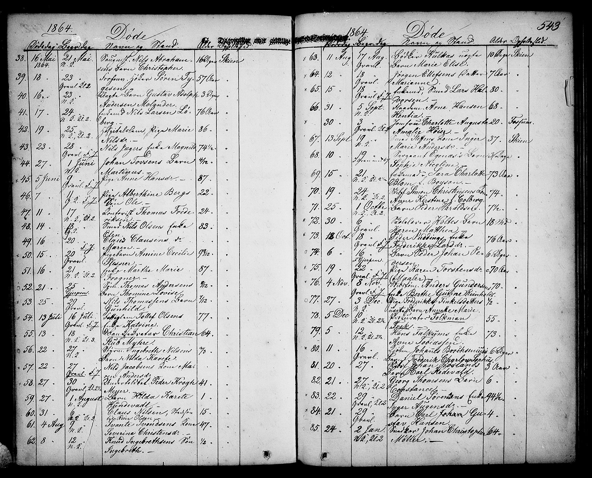 Skien kirkebøker, AV/SAKO-A-302/G/Ga/L0004: Parish register (copy) no. 4, 1843-1867, p. 543