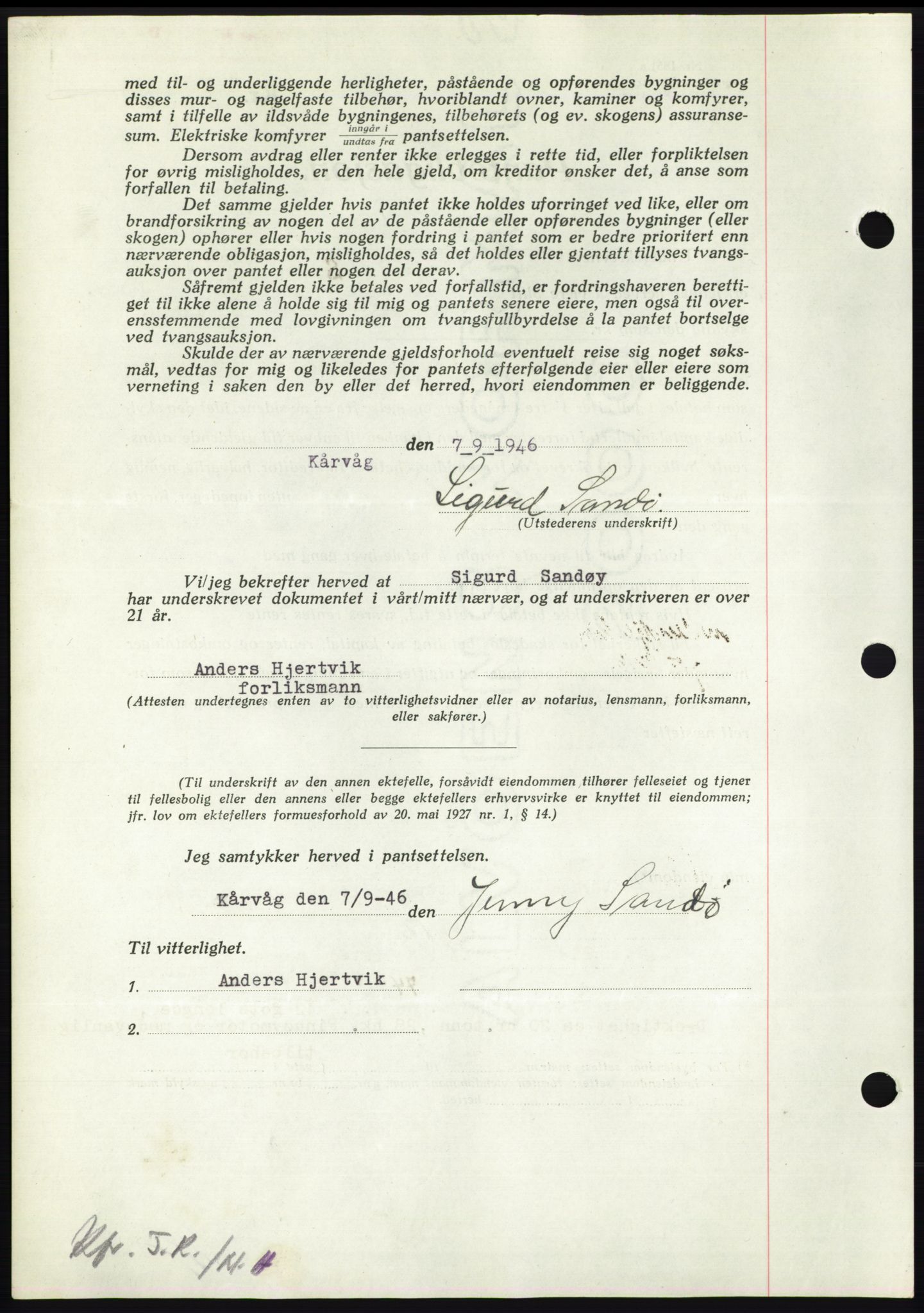 Nordmøre sorenskriveri, AV/SAT-A-4132/1/2/2Ca: Mortgage book no. B95, 1946-1947, Diary no: : 655/1947