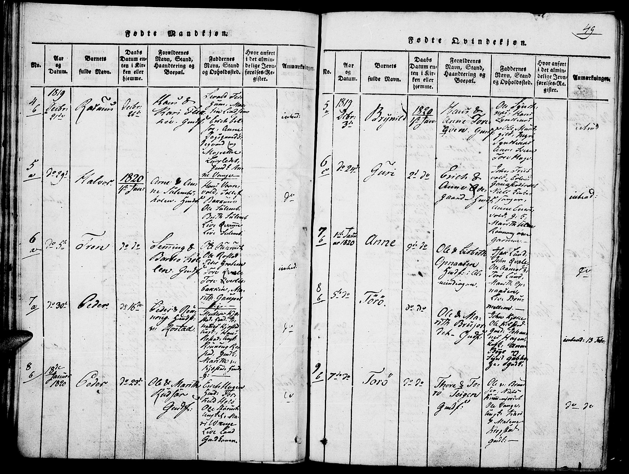 Lom prestekontor, AV/SAH-PREST-070/K/L0004: Parish register (official) no. 4, 1815-1825, p. 49