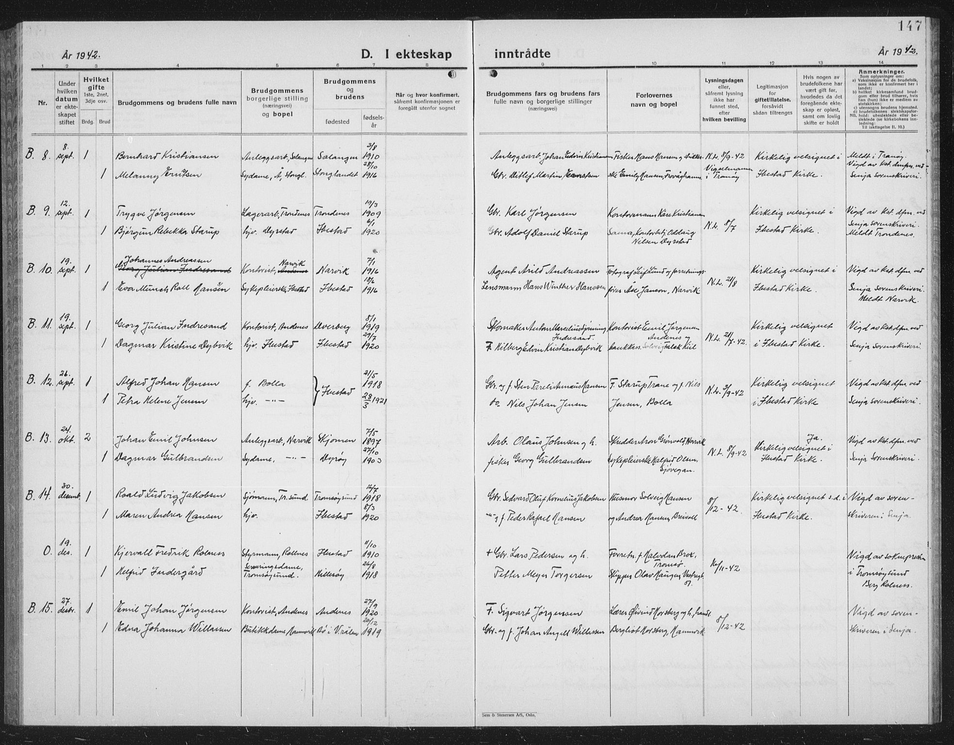 Ibestad sokneprestembete, SATØ/S-0077/H/Ha/Hab/L0011klokker: Parish register (copy) no. 11, 1930-1942, p. 147