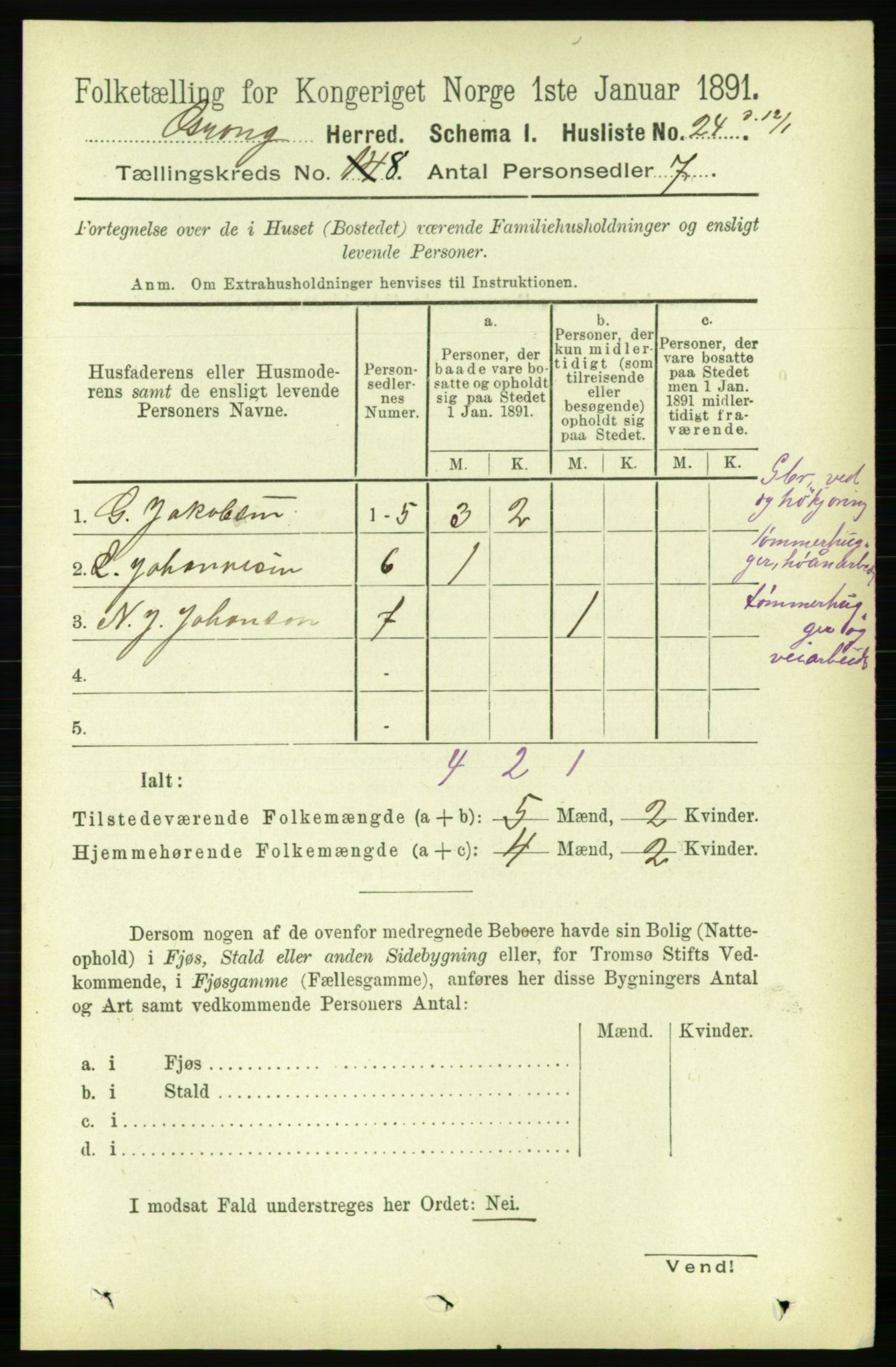 RA, 1891 census for 1742 Grong, 1891, p. 2818