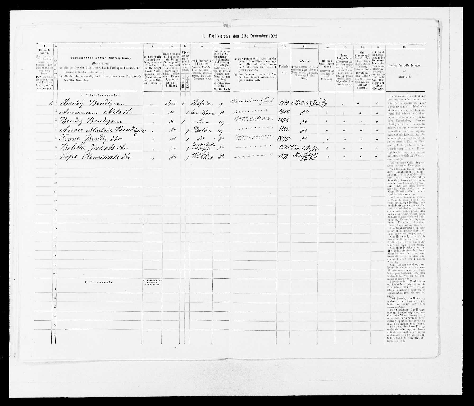 SAB, 1875 census for 1432P Førde, 1875, p. 1316