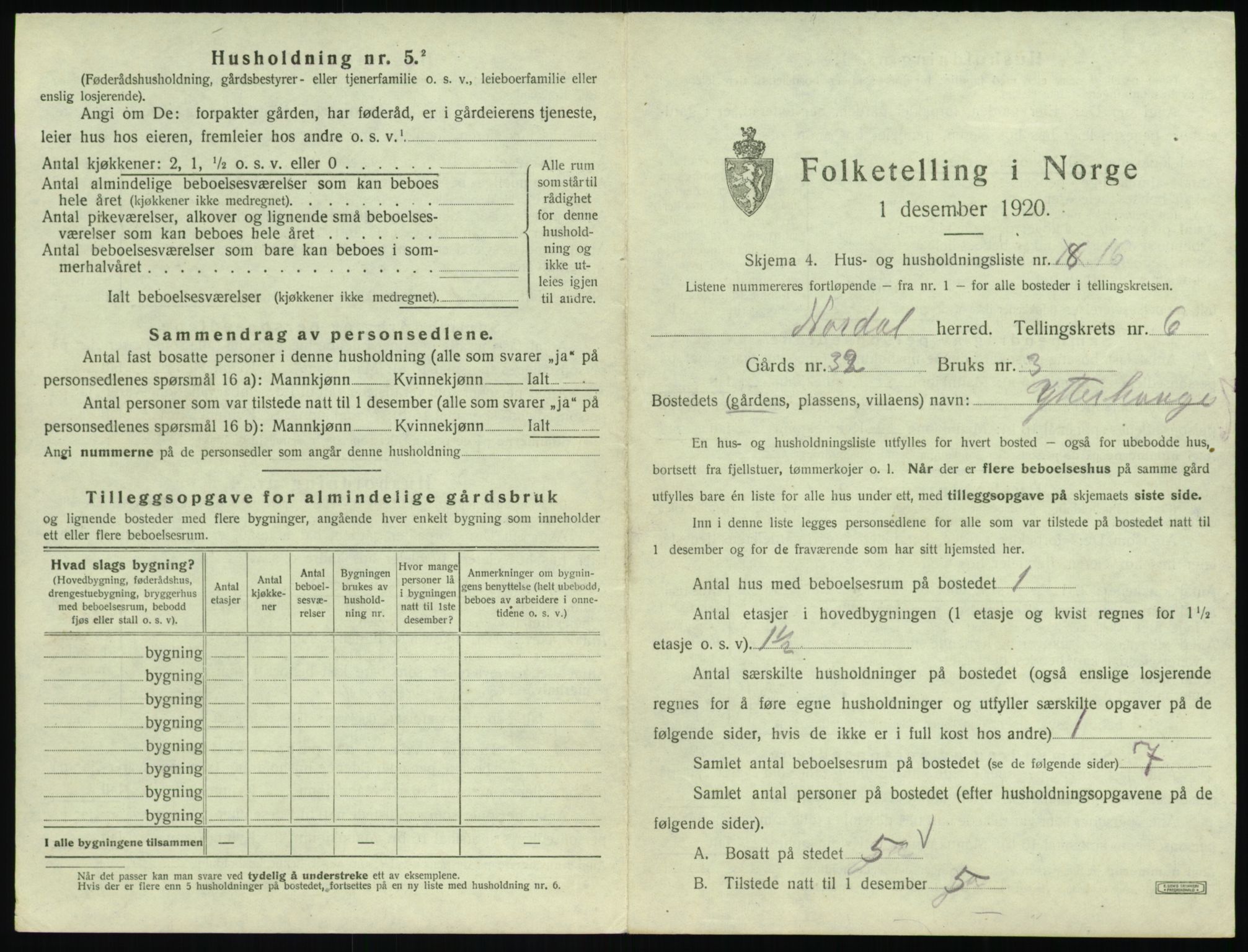 SAT, 1920 census for Norddal, 1920, p. 409