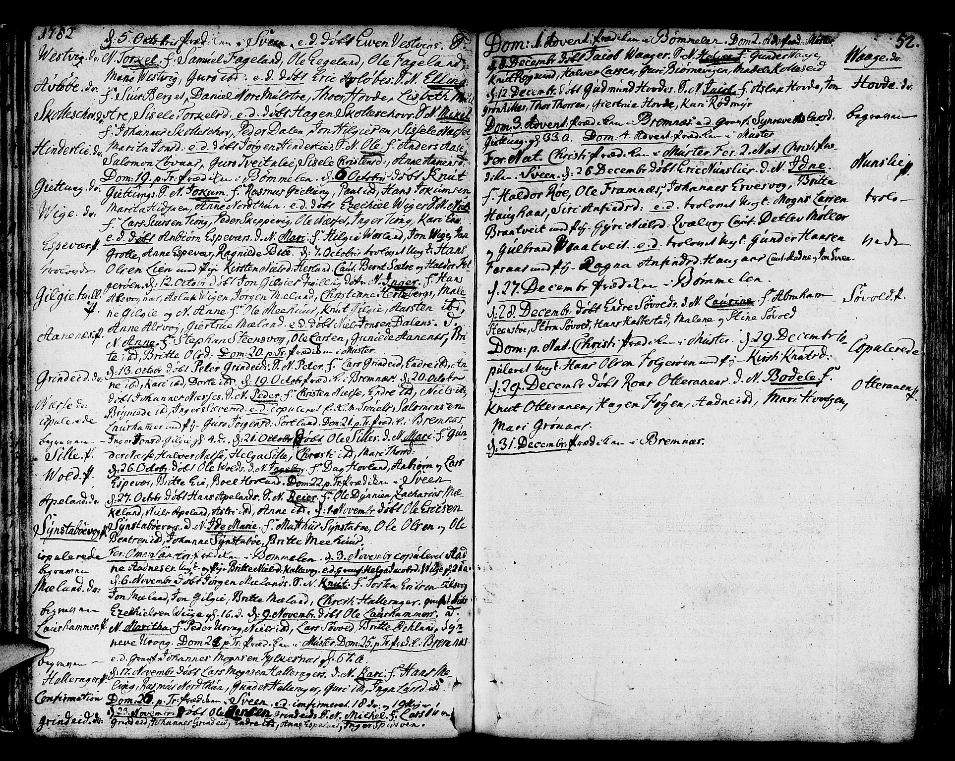 Finnås sokneprestembete, SAB/A-99925/H/Ha/Haa/Haaa/L0003: Parish register (official) no. A 3, 1765-1803, p. 52