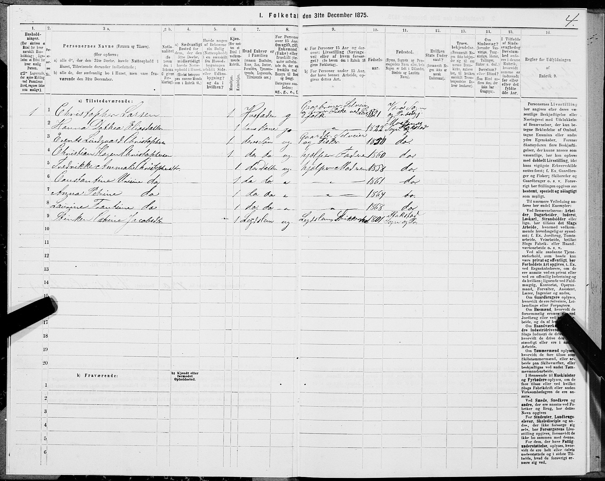 SAT, 1875 census for 1859P Flakstad, 1875, p. 2004