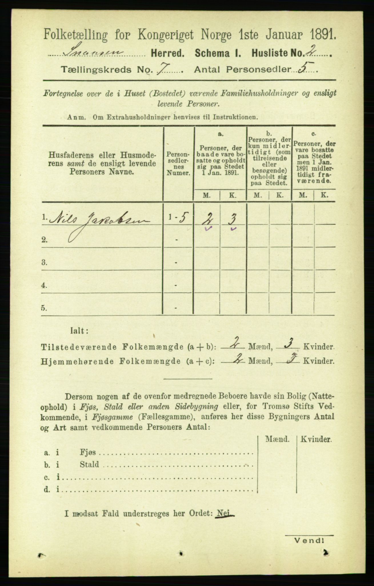 RA, 1891 census for 1736 Snåsa, 1891, p. 2276