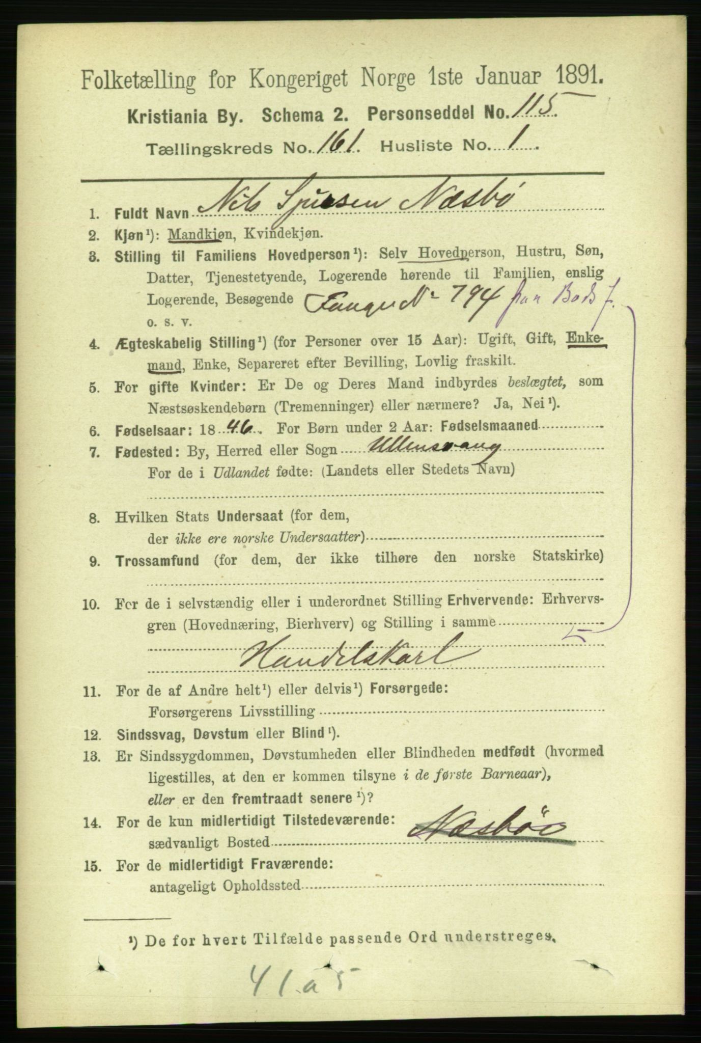 RA, 1891 census for 0301 Kristiania, 1891, p. 91533