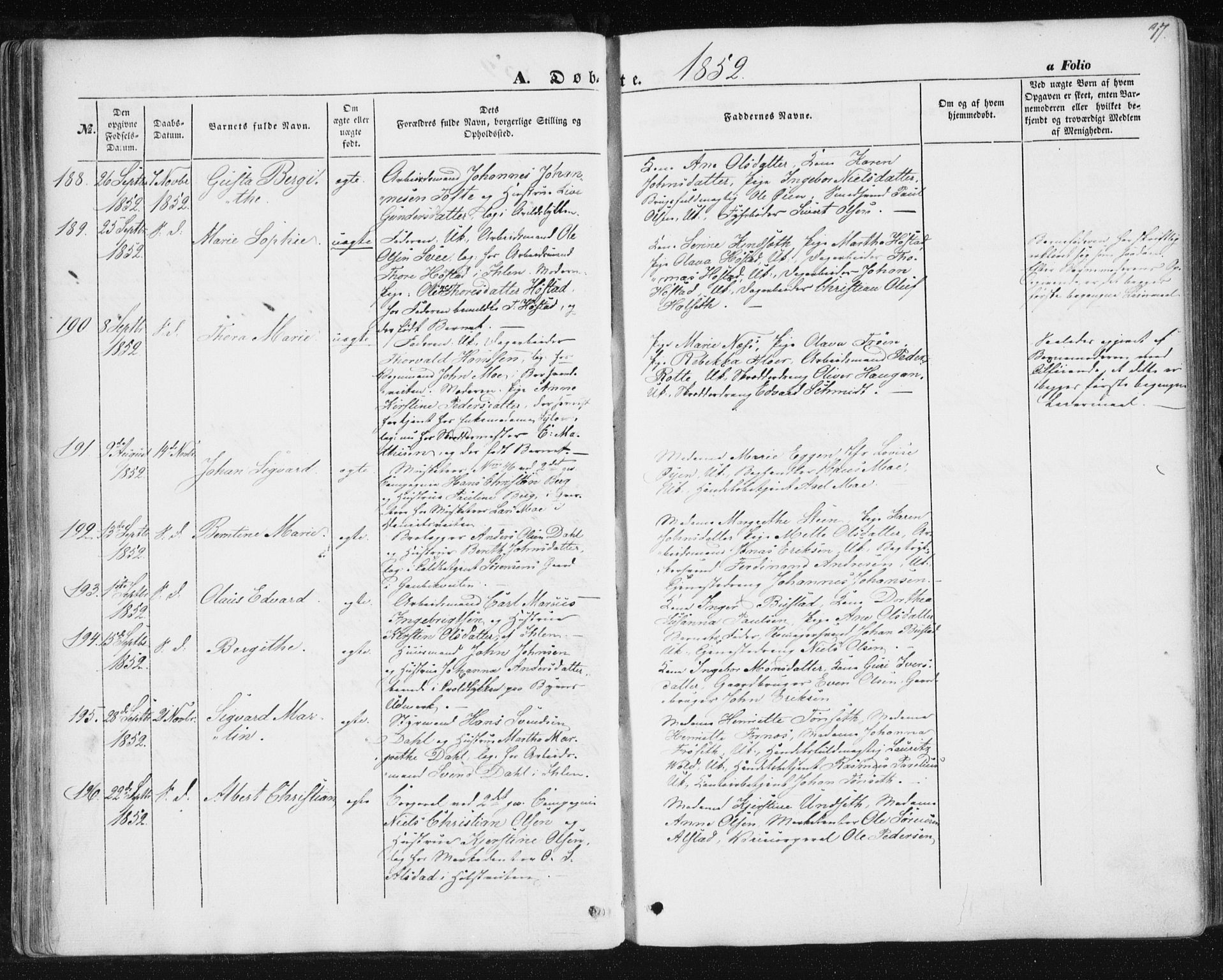 Ministerialprotokoller, klokkerbøker og fødselsregistre - Sør-Trøndelag, AV/SAT-A-1456/602/L0112: Parish register (official) no. 602A10, 1848-1859, p. 37