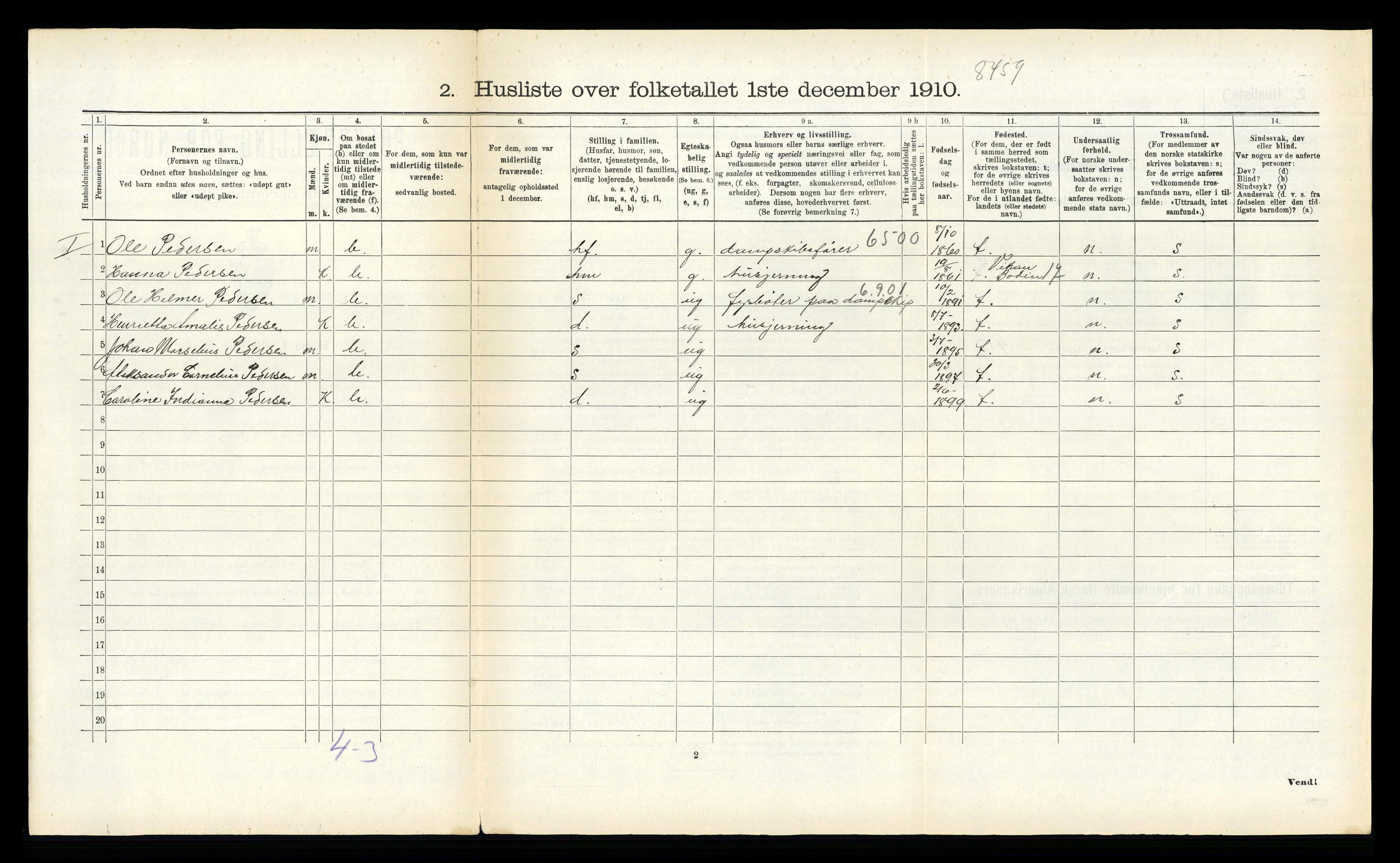 RA, 1910 census for Fauske, 1910, p. 817