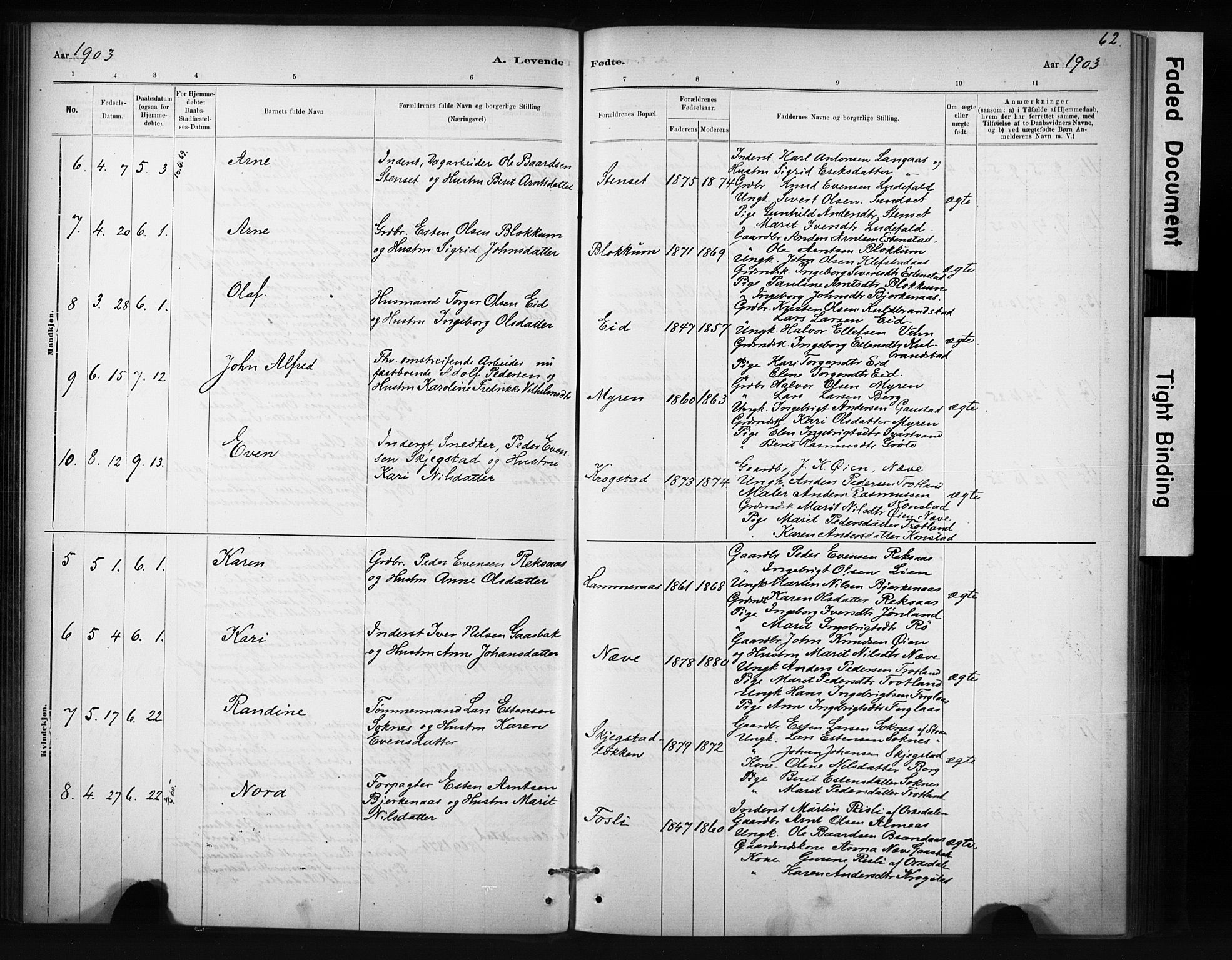 Ministerialprotokoller, klokkerbøker og fødselsregistre - Sør-Trøndelag, SAT/A-1456/694/L1127: Parish register (official) no. 694A01, 1887-1905, p. 62