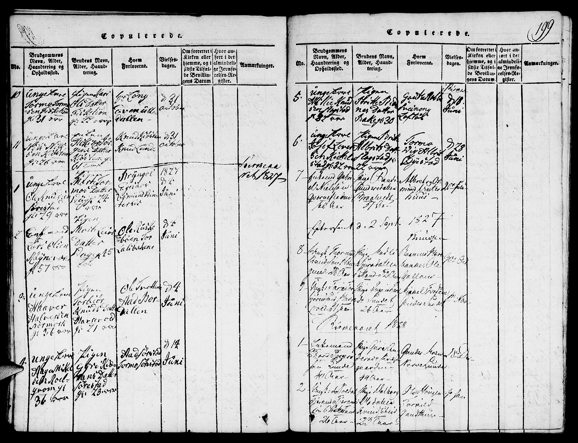 Suldal sokneprestkontor, SAST/A-101845/01/V/L0001: Parish register (copy) no. B 1, 1816-1836, p. 199