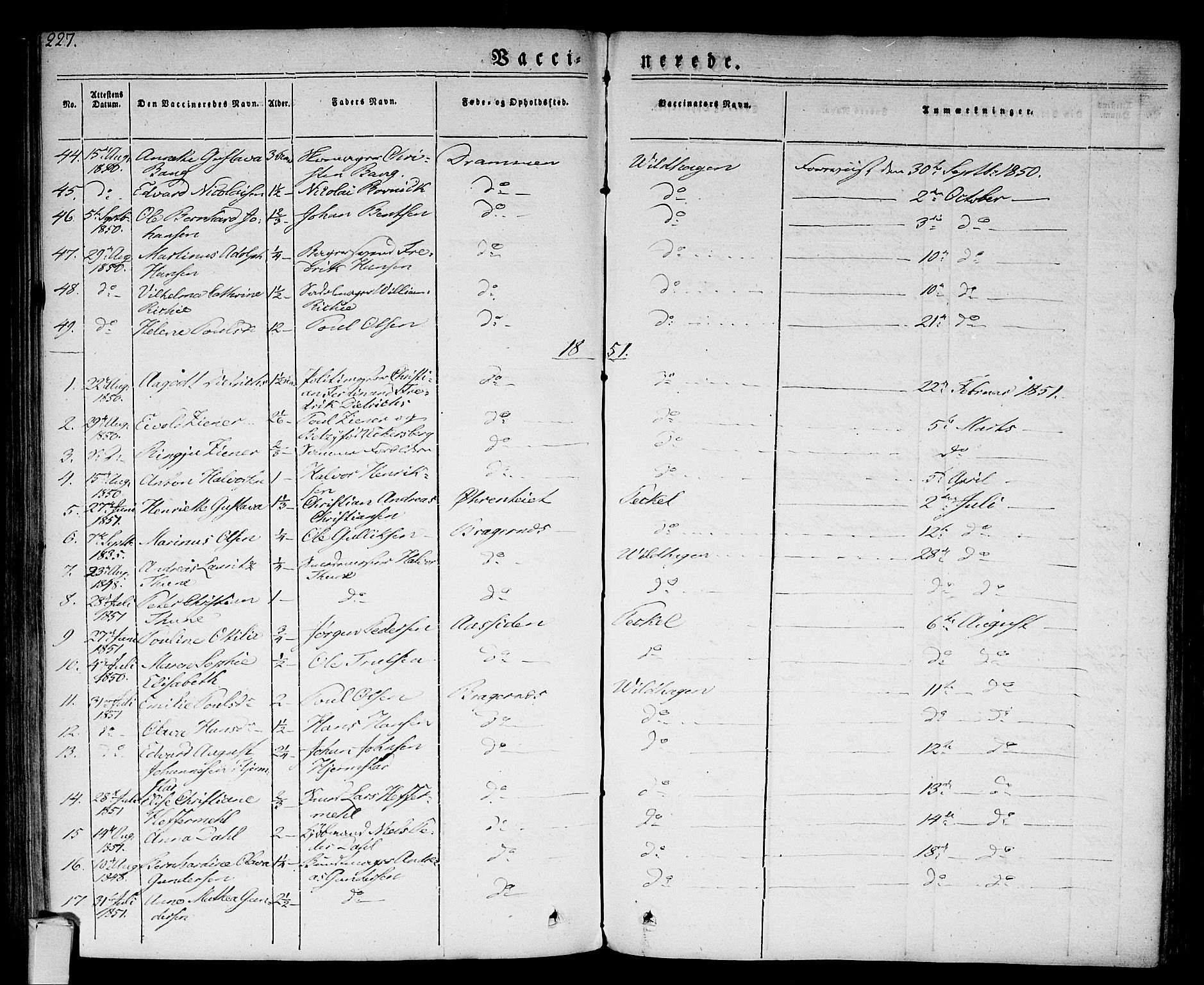 Bragernes kirkebøker, SAKO/A-6/F/Fc/L0001: Parish register (official) no. III 1, 1830-1853, p. 227