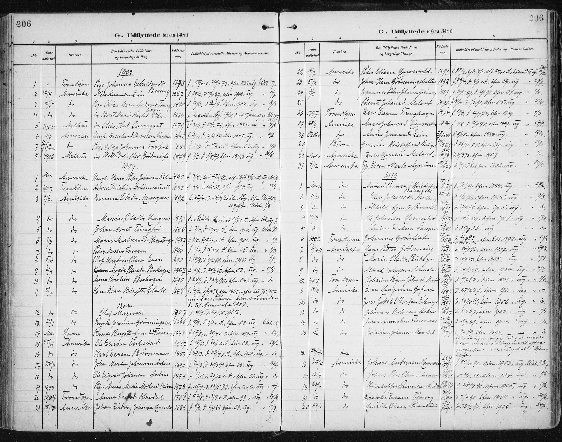 Ministerialprotokoller, klokkerbøker og fødselsregistre - Sør-Trøndelag, SAT/A-1456/646/L0616: Parish register (official) no. 646A14, 1900-1918, p. 206