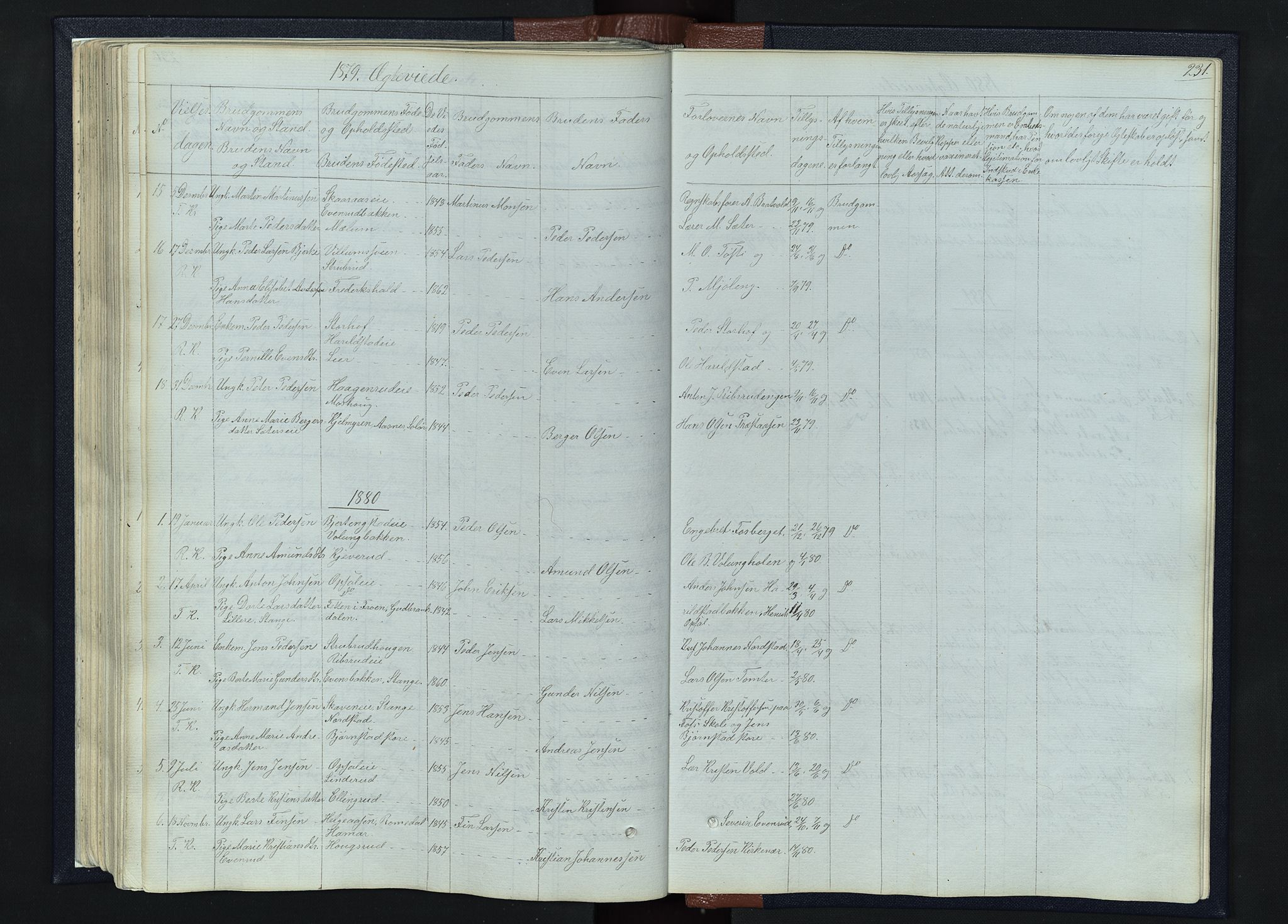 Romedal prestekontor, SAH/PREST-004/L/L0010: Parish register (copy) no. 10, 1860-1895, p. 231