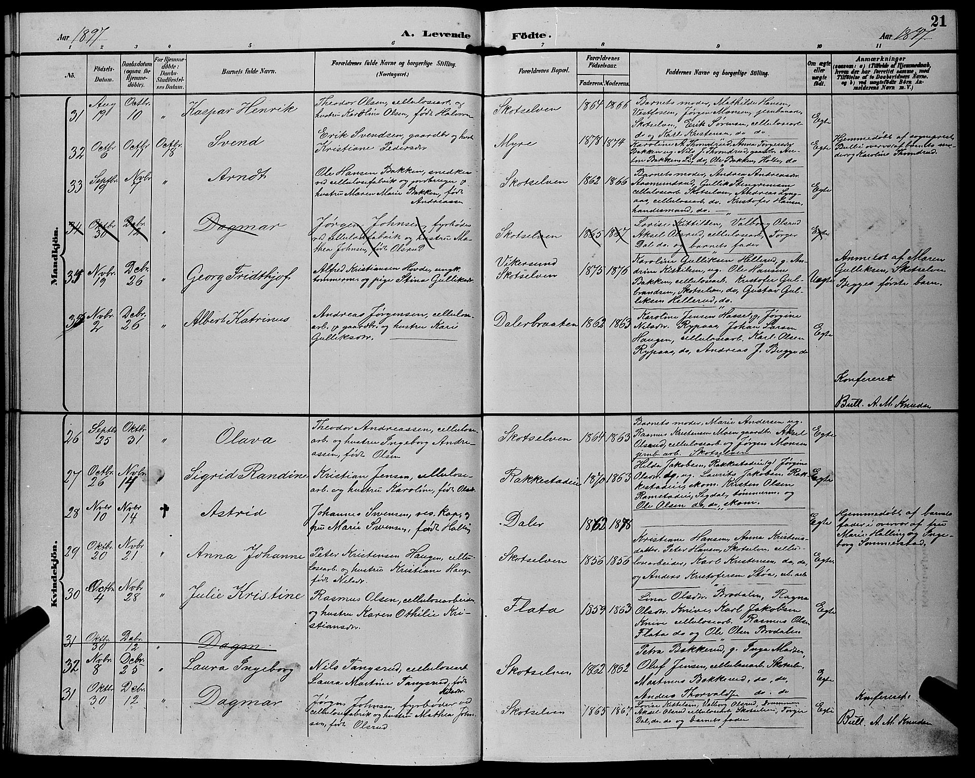 Eiker kirkebøker, AV/SAKO-A-4/G/Gb/L0004: Parish register (copy) no. II 4, 1894-1900, p. 21