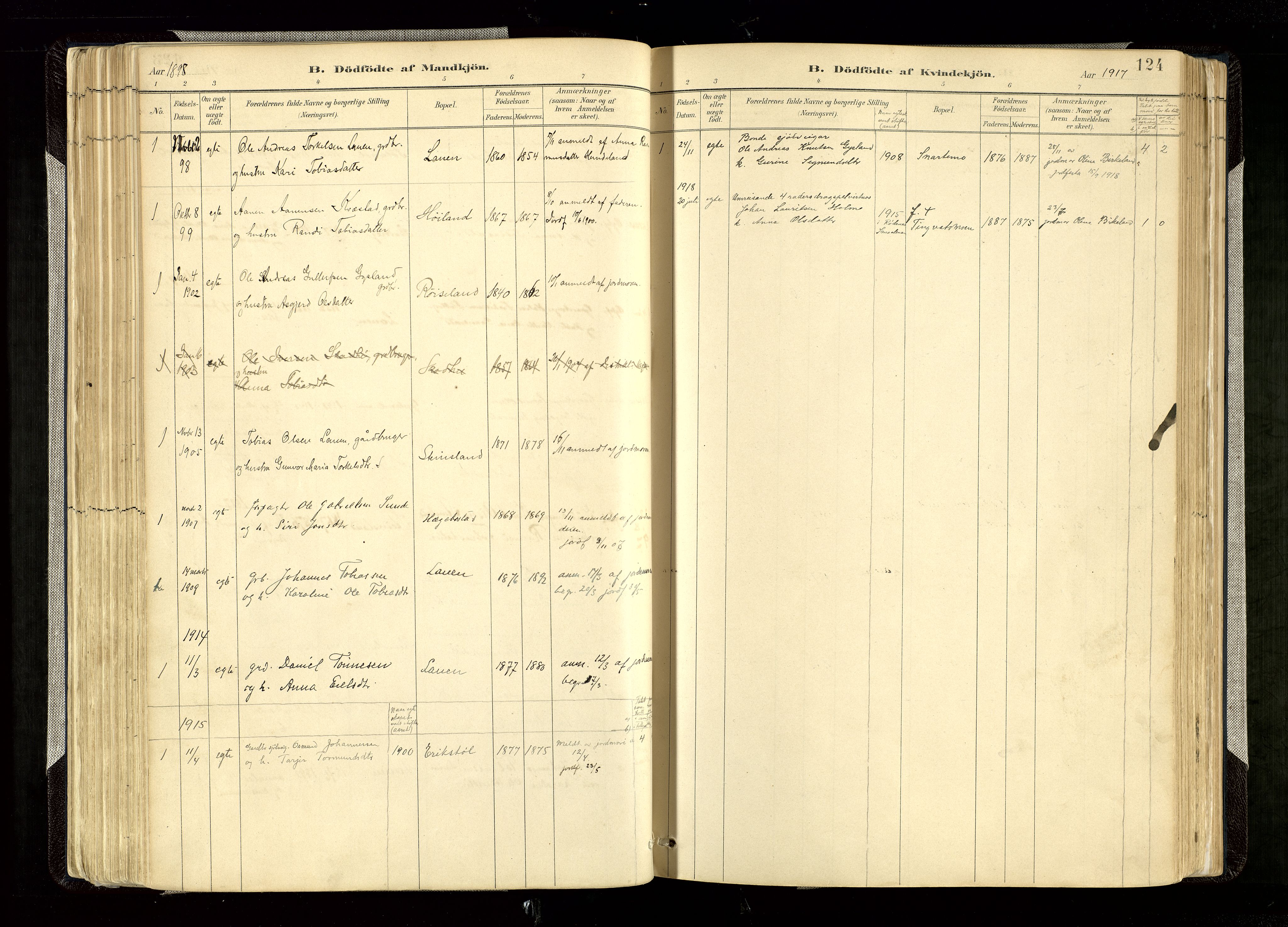 Hægebostad sokneprestkontor, AV/SAK-1111-0024/F/Fa/Faa/L0006: Parish register (official) no. A 6, 1887-1929, p. 124