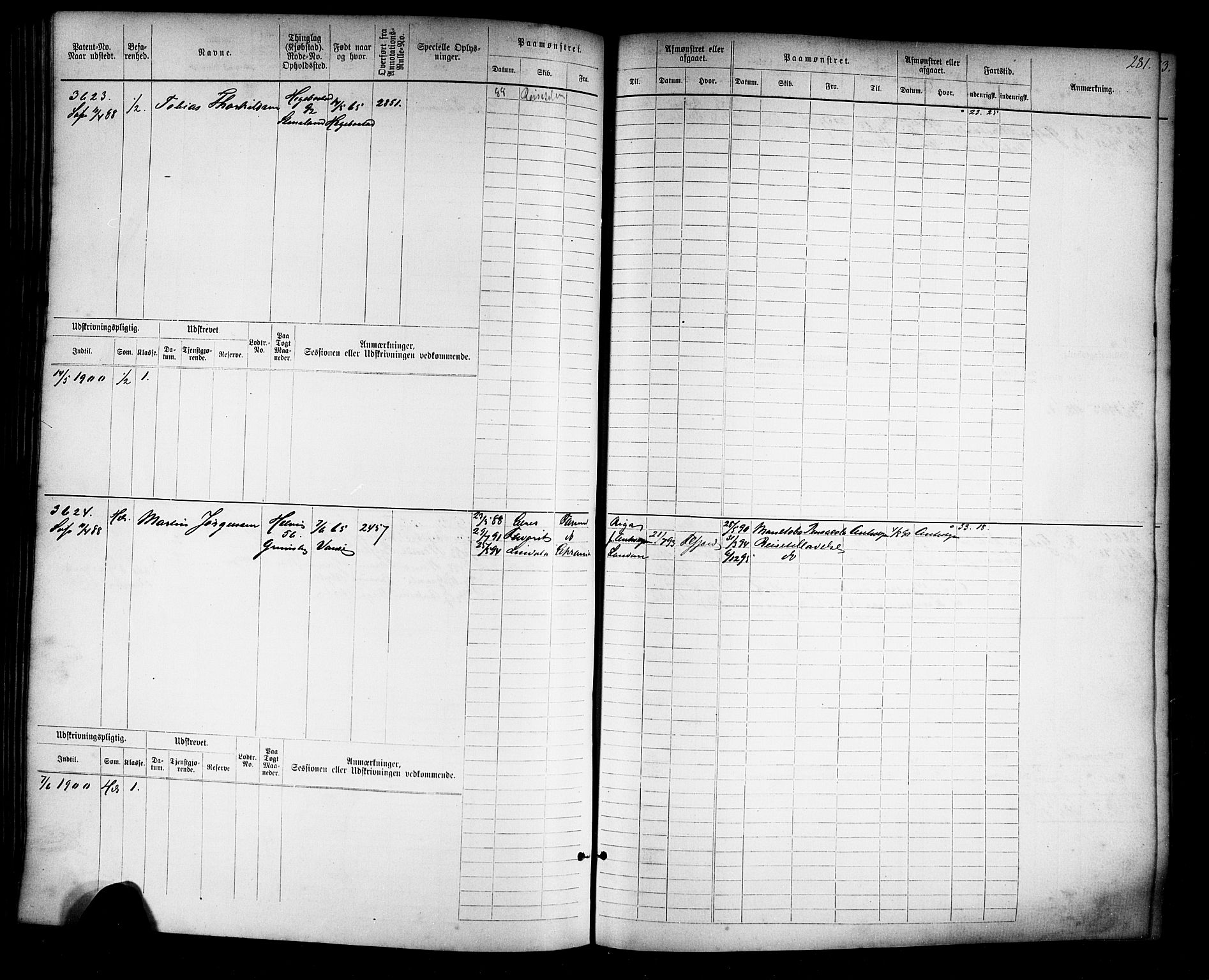 Farsund mønstringskrets, AV/SAK-2031-0017/F/Fb/L0019: Hovedrulle nr 3067-3832, Z-11, 1882-1922, p. 285