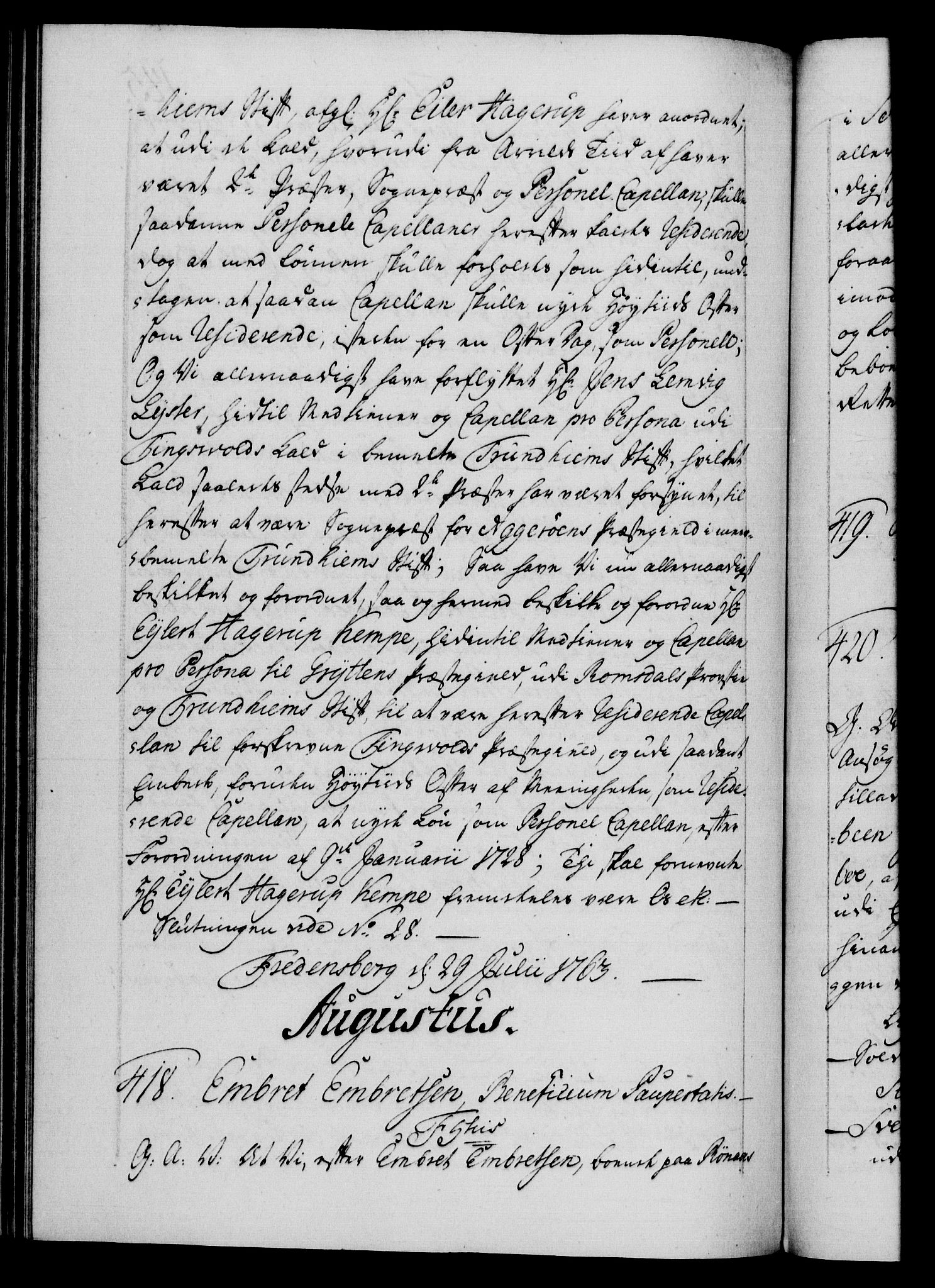 Danske Kanselli 1572-1799, RA/EA-3023/F/Fc/Fca/Fcaa/L0042: Norske registre, 1763-1766, p. 145b