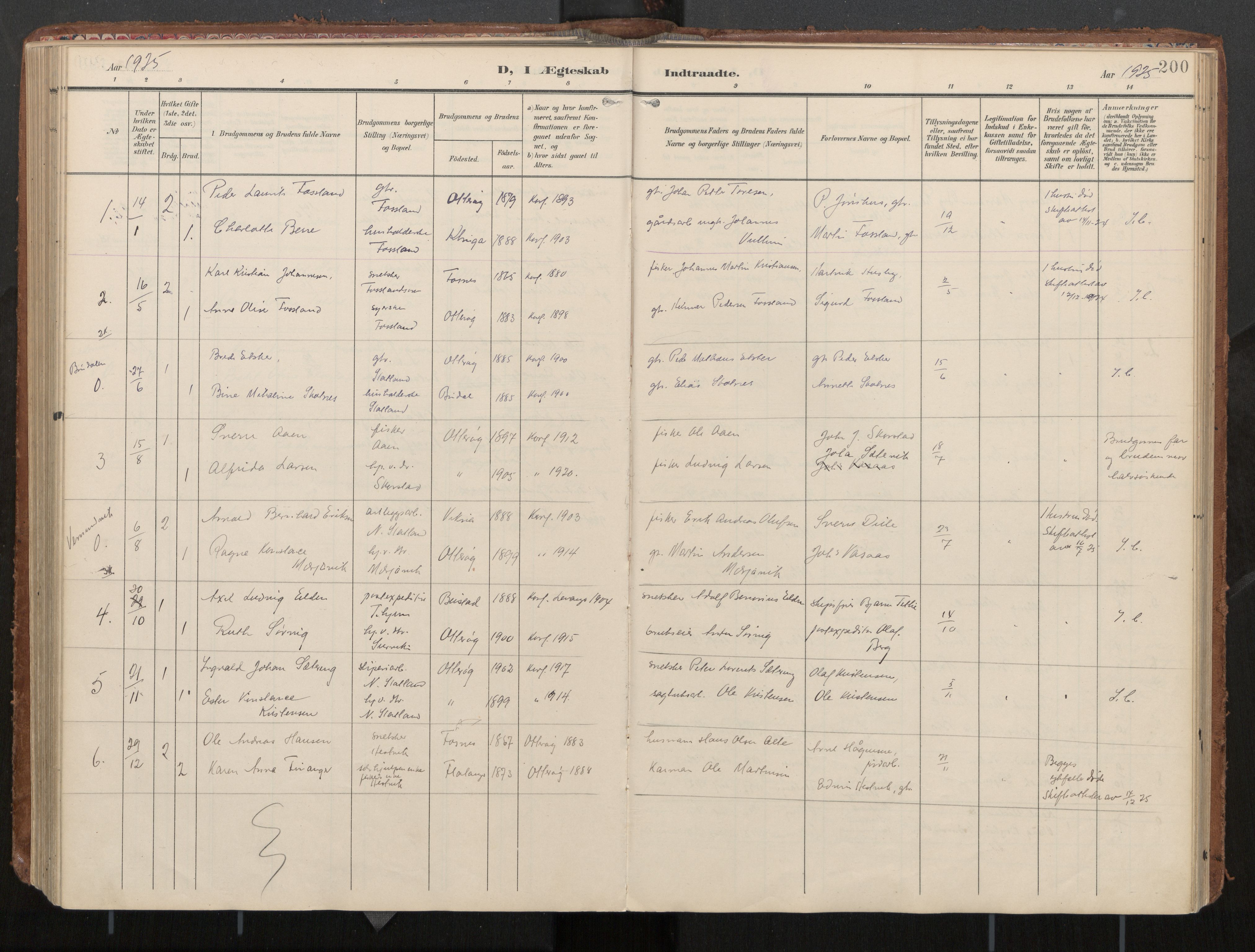 Ministerialprotokoller, klokkerbøker og fødselsregistre - Nord-Trøndelag, AV/SAT-A-1458/774/L0629: Parish register (official), 1904-1926, p. 200