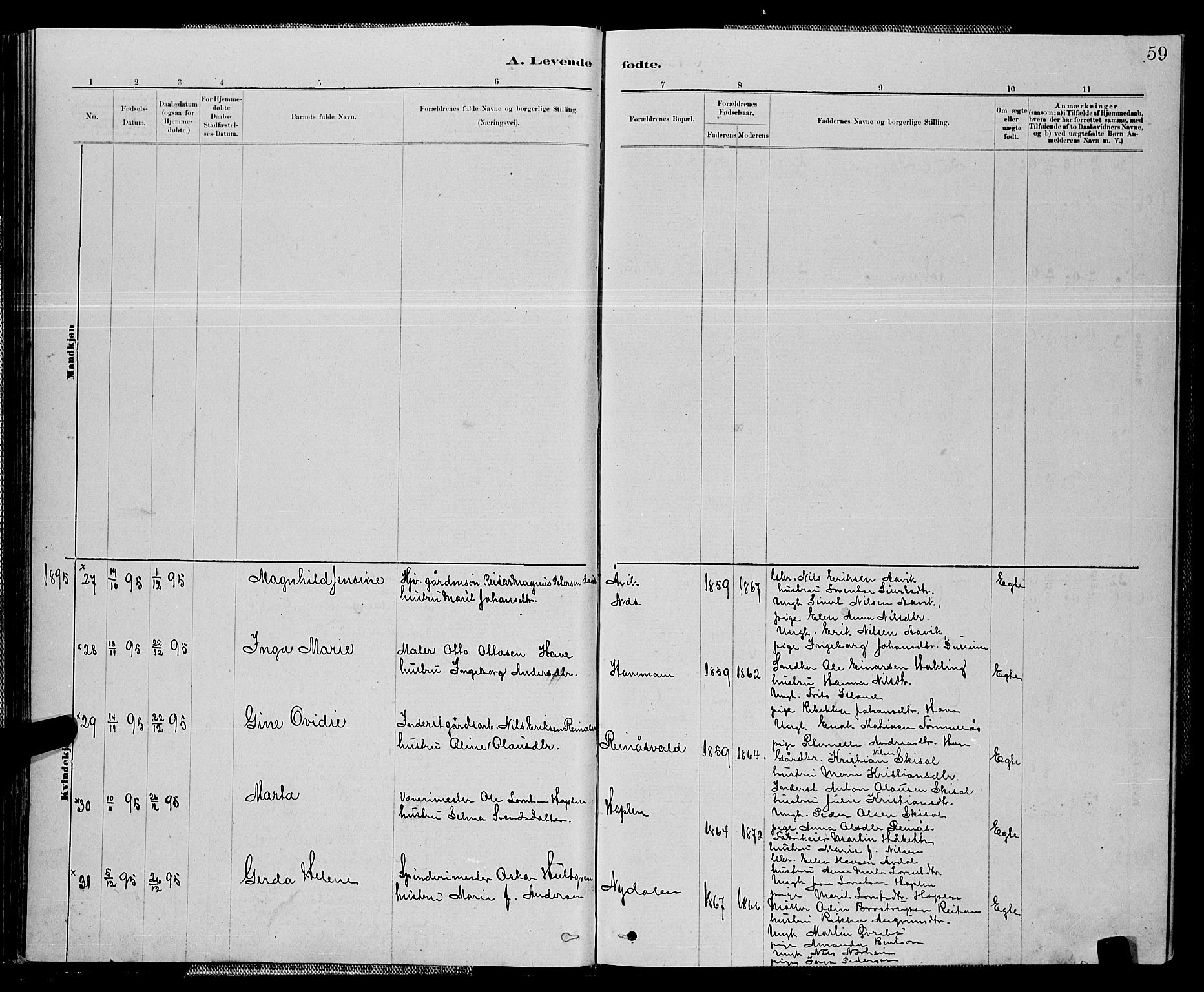 Ministerialprotokoller, klokkerbøker og fødselsregistre - Nord-Trøndelag, SAT/A-1458/714/L0134: Parish register (copy) no. 714C03, 1878-1898, p. 59
