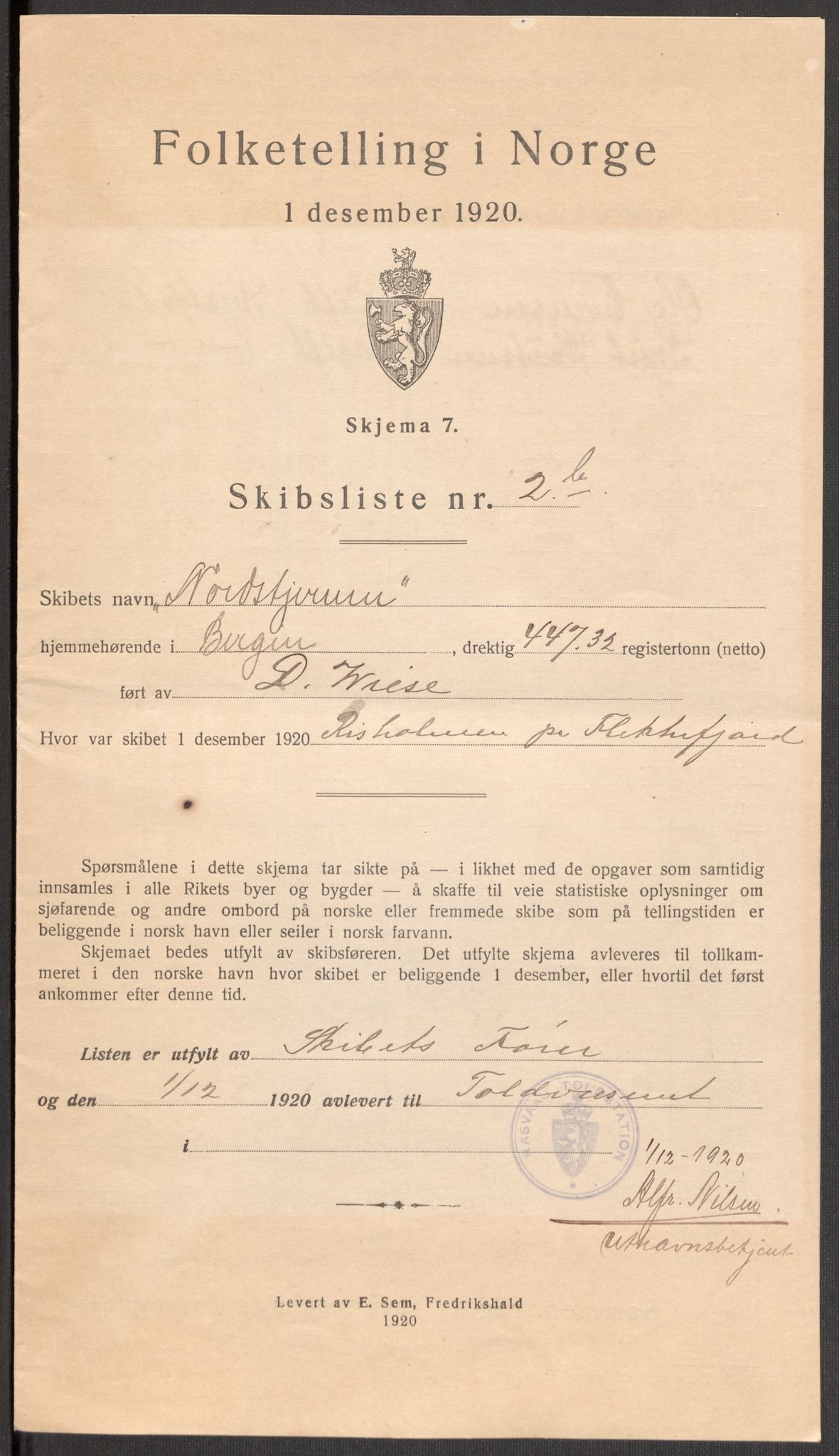 SAK, 1920 census for Flekkefjord, 1920, p. 6407