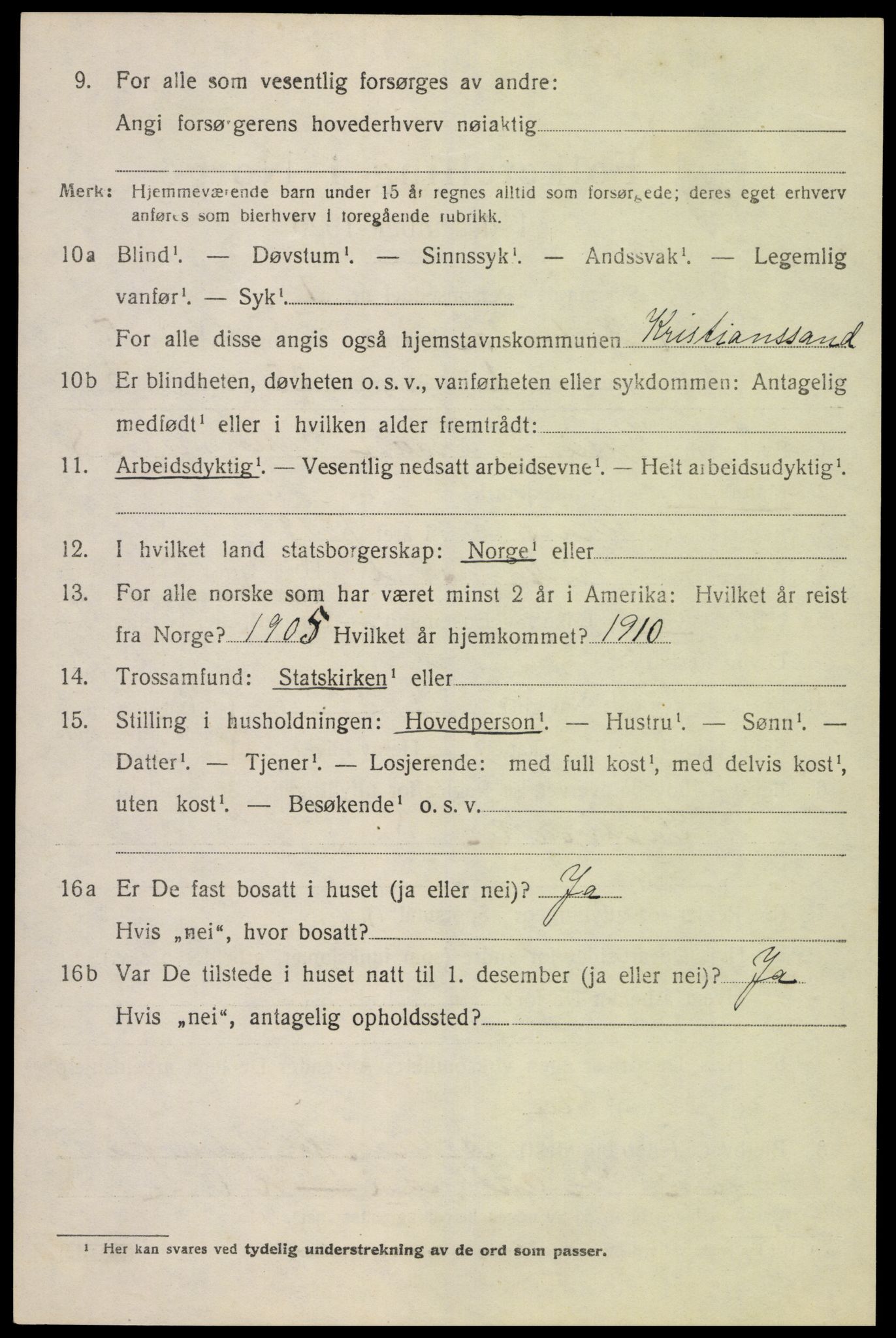 SAK, 1920 census for Sør-Audnedal, 1920, p. 2496