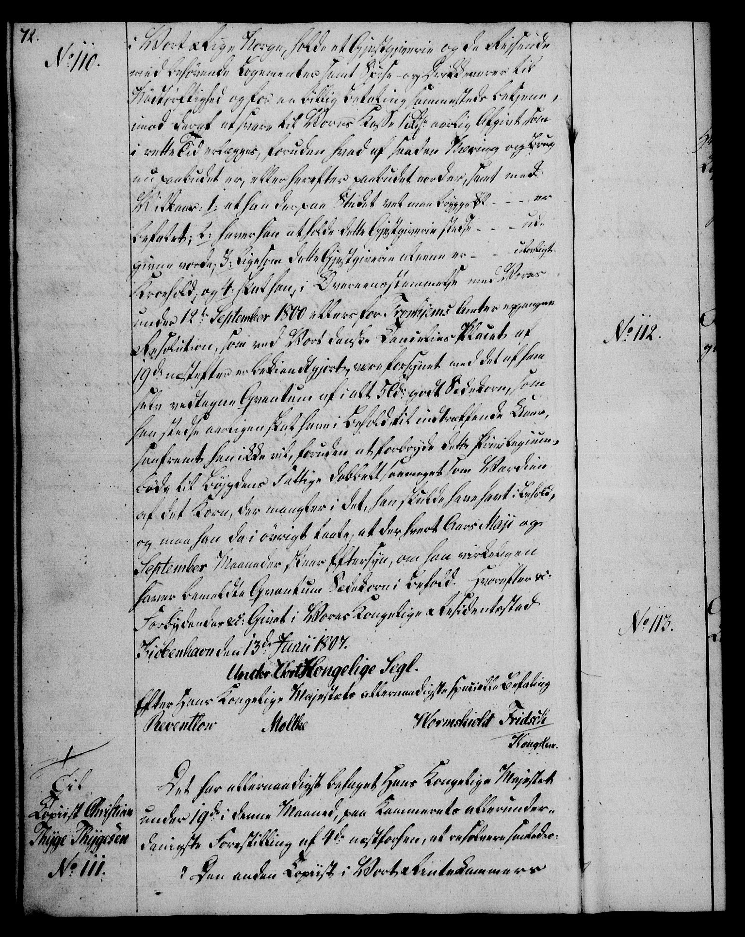 Rentekammeret, Kammerkanselliet, RA/EA-3111/G/Gg/Gga/L0019: Norsk ekspedisjonsprotokoll med register (merket RK 53.19), 1807-1810, p. 72