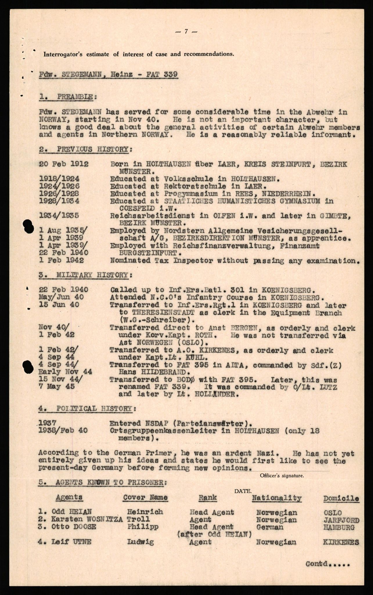 Forsvaret, Forsvarets overkommando II, AV/RA-RAFA-3915/D/Db/L0032: CI Questionaires. Tyske okkupasjonsstyrker i Norge. Tyskere., 1945-1946, p. 367