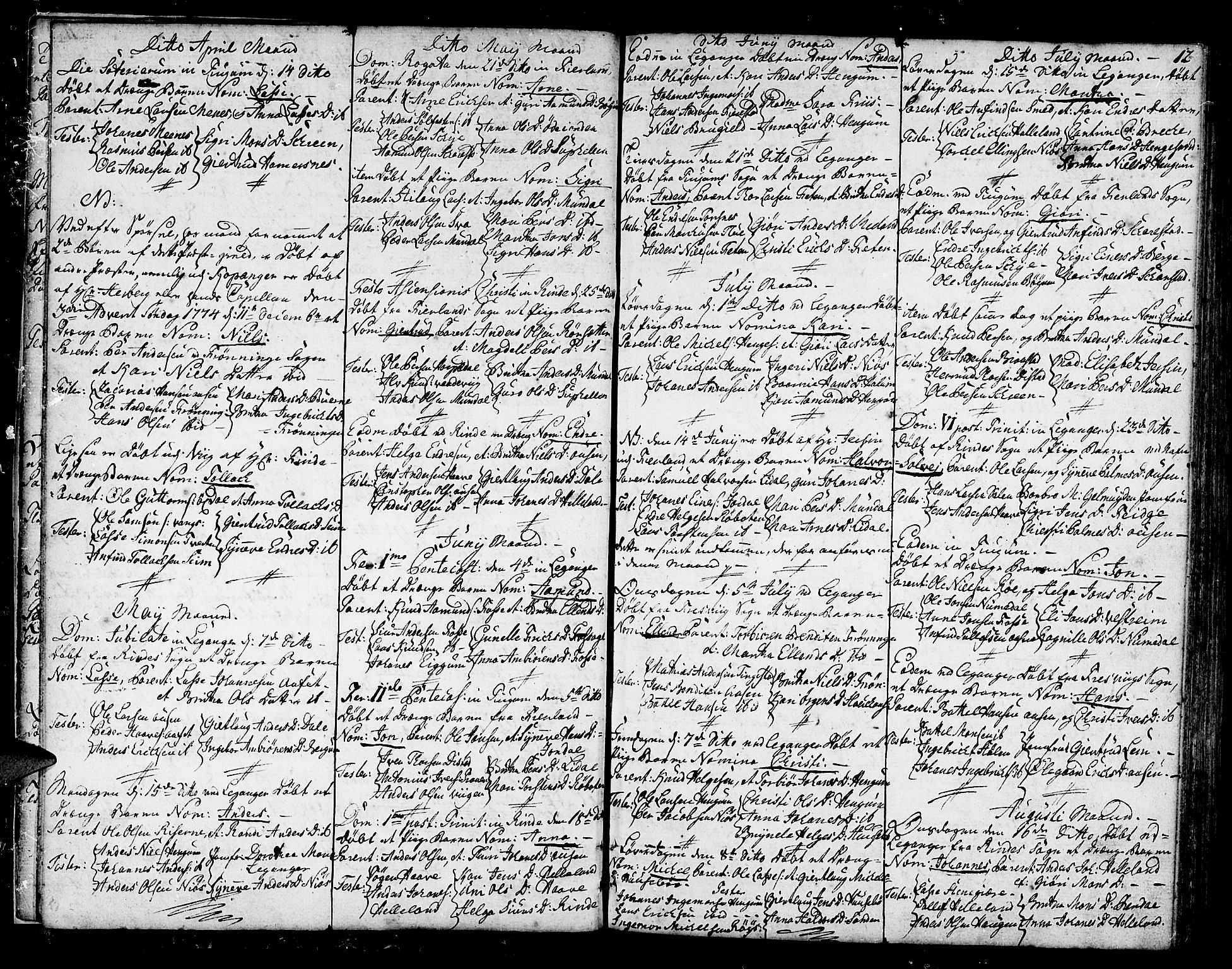 Leikanger sokneprestembete, SAB/A-81001: Parish register (official) no. A 4, 1770-1791, p. 12