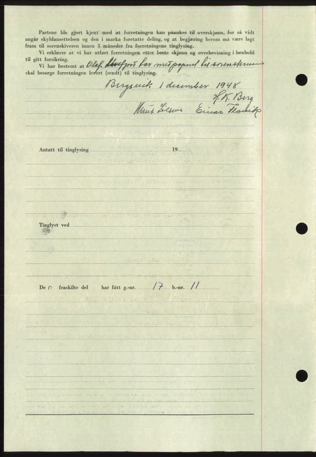 Romsdal sorenskriveri, AV/SAT-A-4149/1/2/2C: Mortgage book no. A28, 1948-1949, Diary no: : 3147/1948