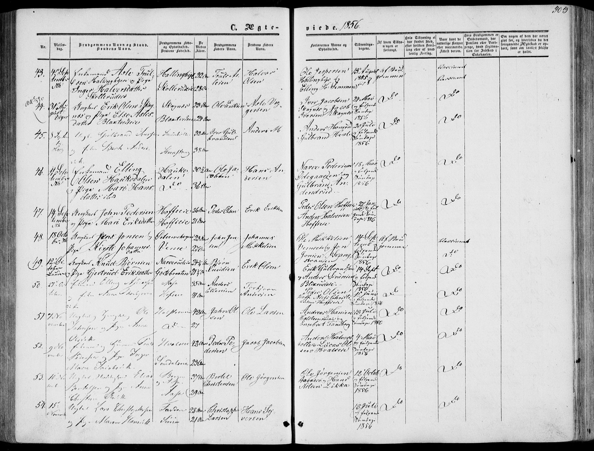 Norderhov kirkebøker, SAKO/A-237/F/Fa/L0012: Parish register (official) no. 12, 1856-1865, p. 303