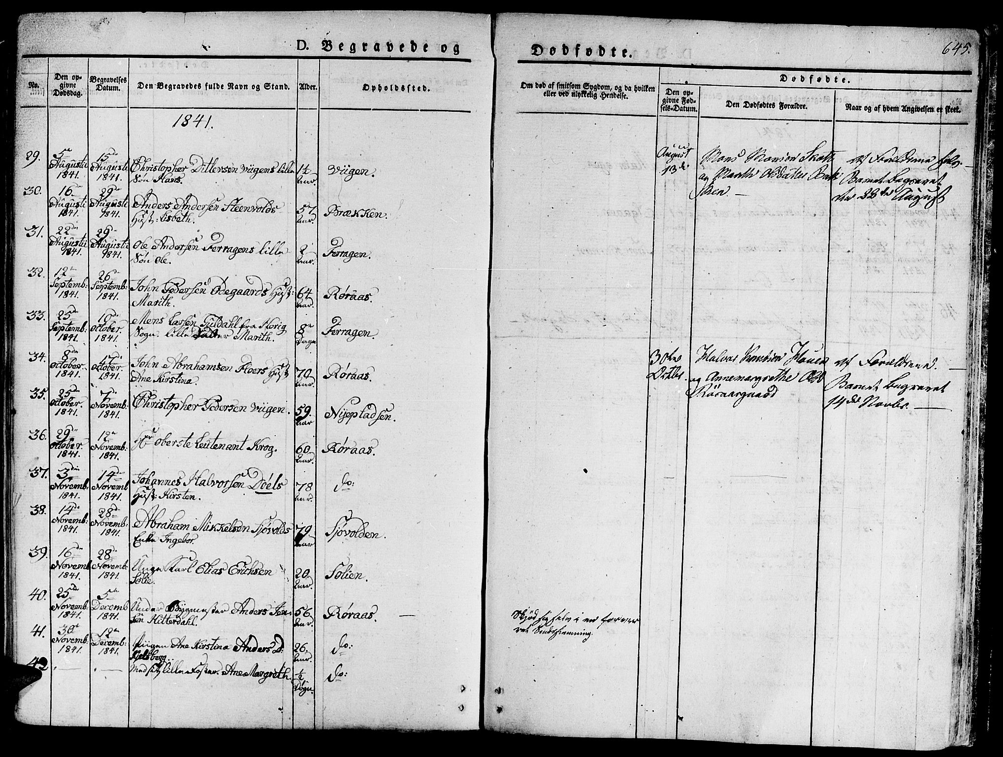 Ministerialprotokoller, klokkerbøker og fødselsregistre - Sør-Trøndelag, SAT/A-1456/681/L0930: Parish register (official) no. 681A08, 1829-1844, p. 645
