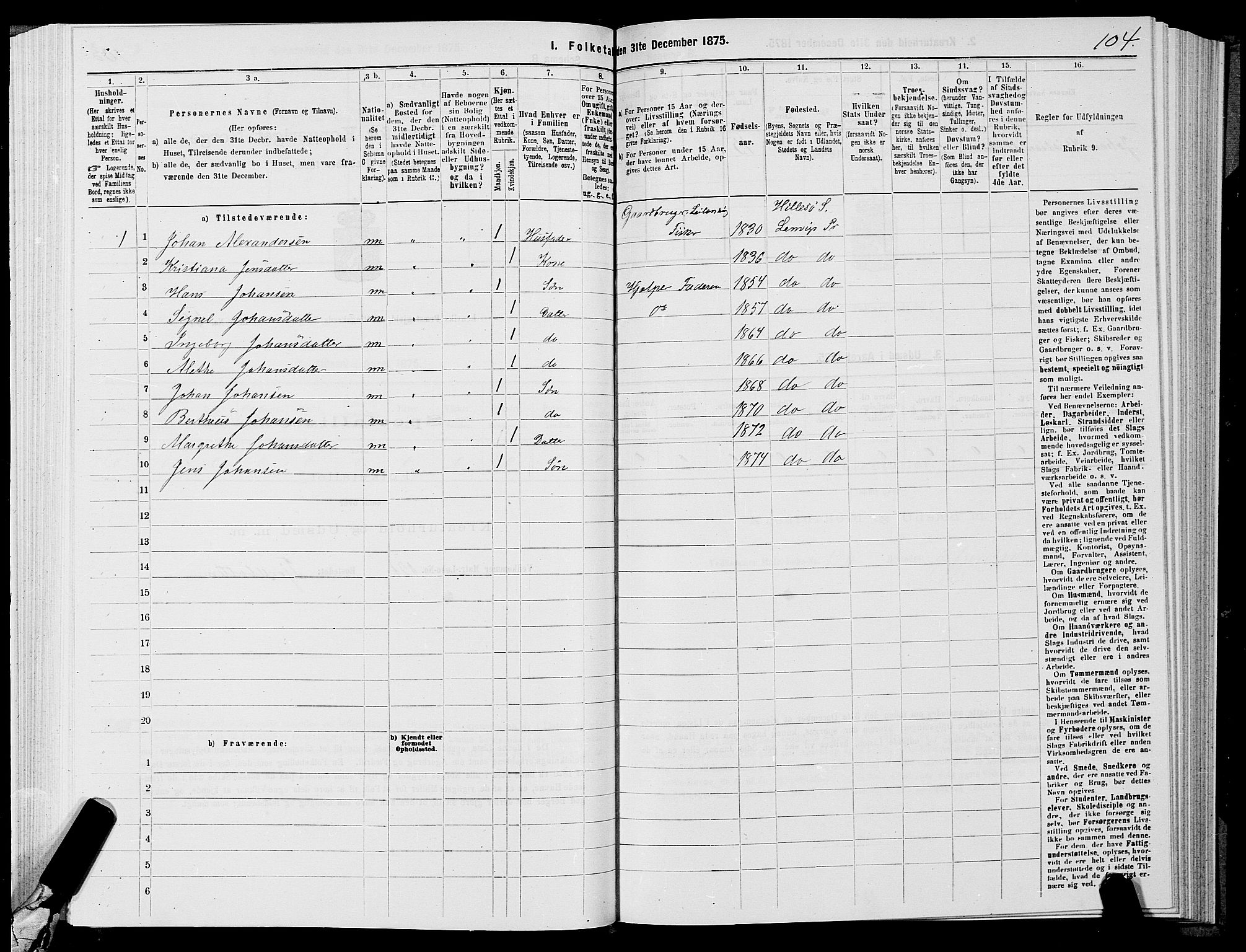 SATØ, 1875 census for 1931P Lenvik, 1875, p. 4104