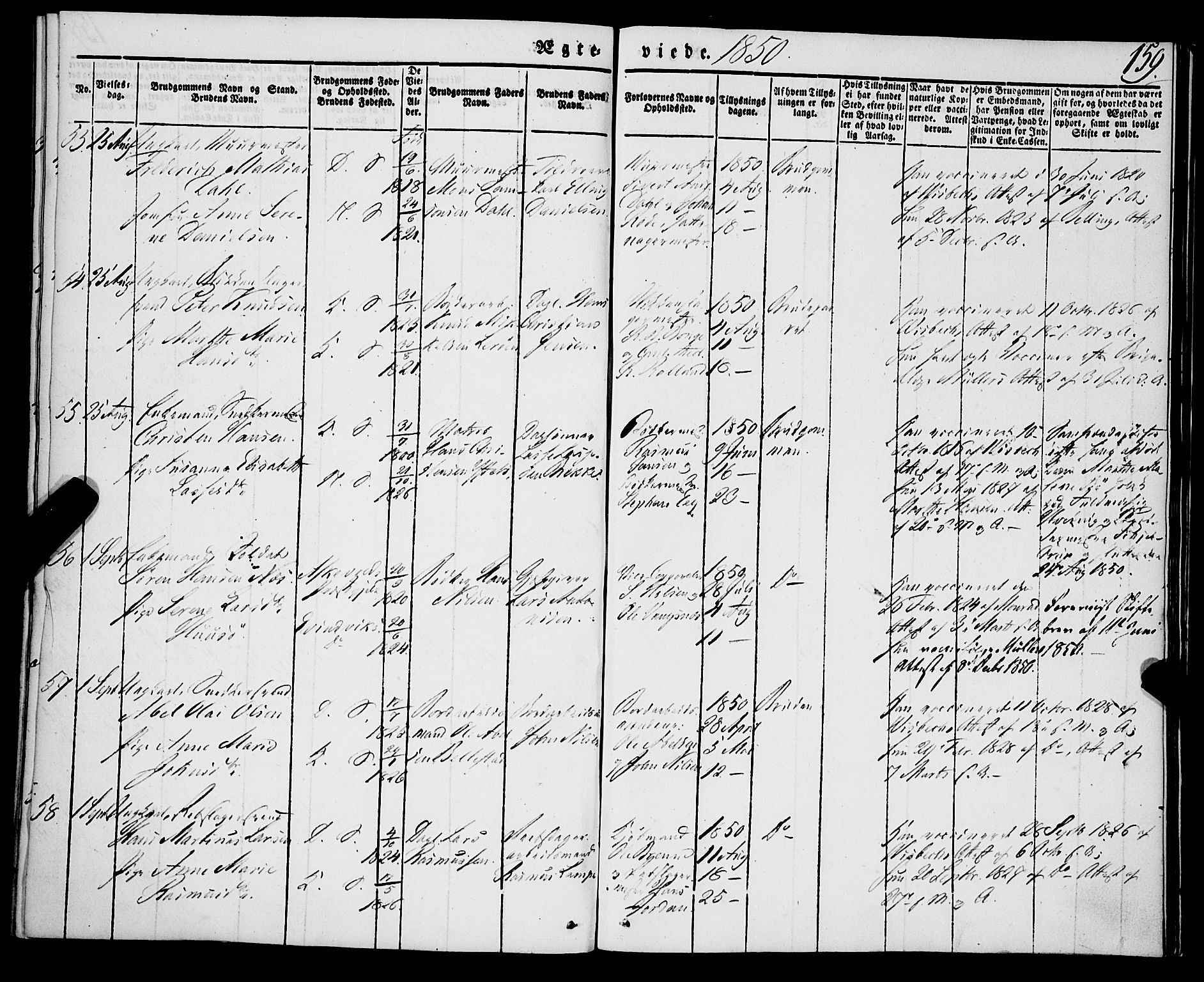 Korskirken sokneprestembete, AV/SAB-A-76101/H/Haa/L0034: Parish register (official) no. D 1, 1832-1852, p. 159